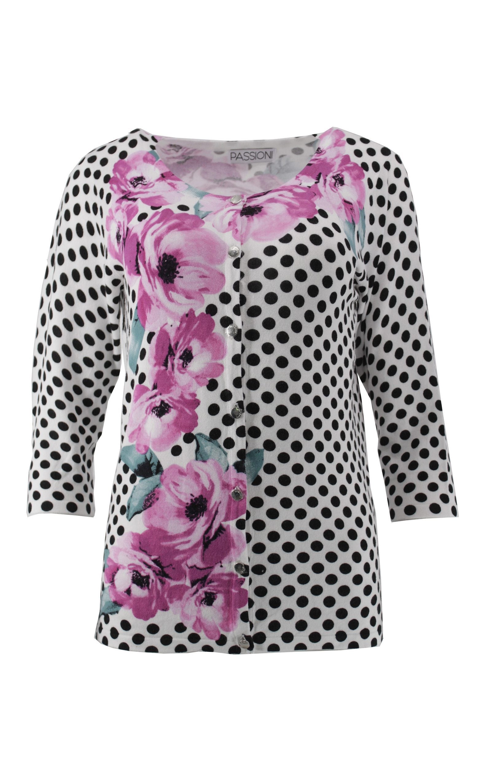 Twinset mit Punkten und Blumendruck