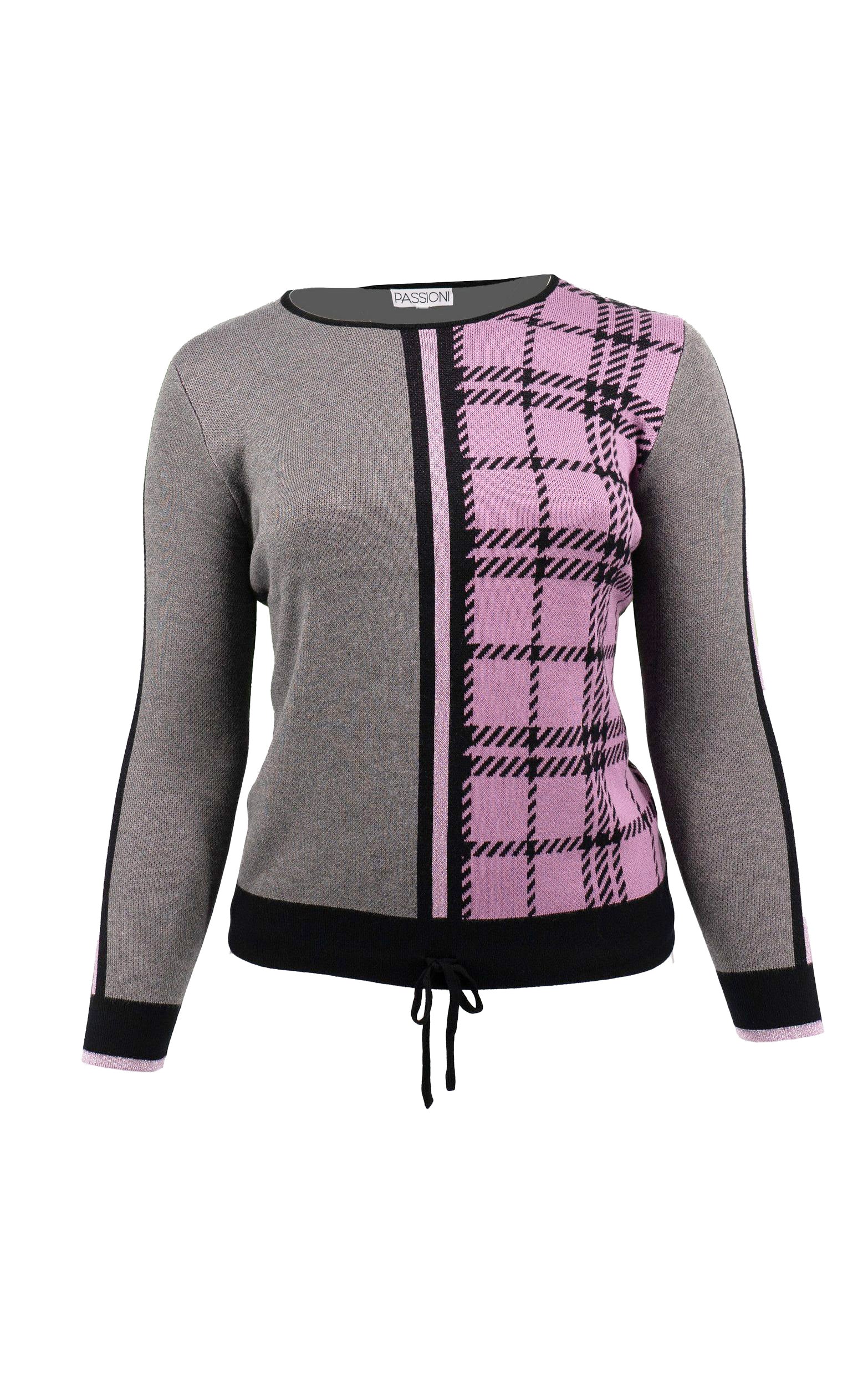 Strickpullover mit Blockuniform- und Karomuster