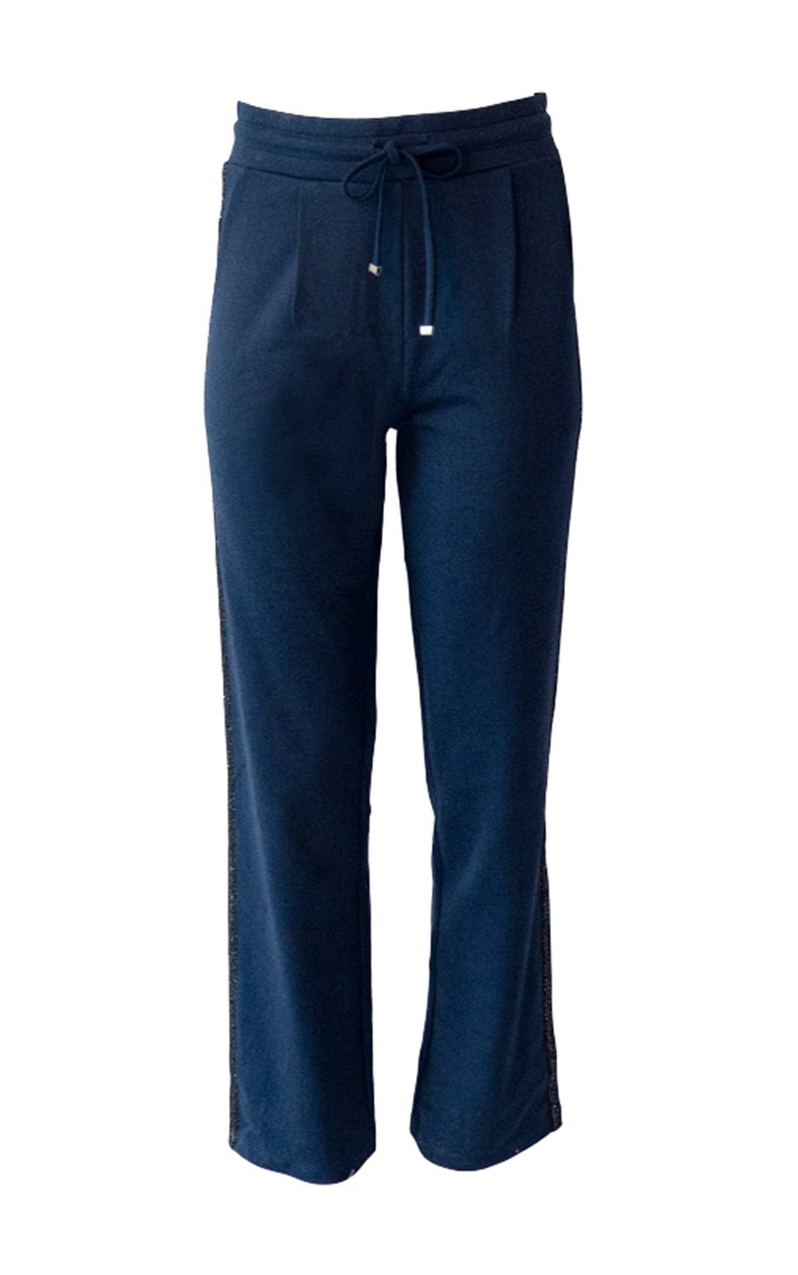 Hose mit seitlichem Lurex-Streifen und Bindegürtel