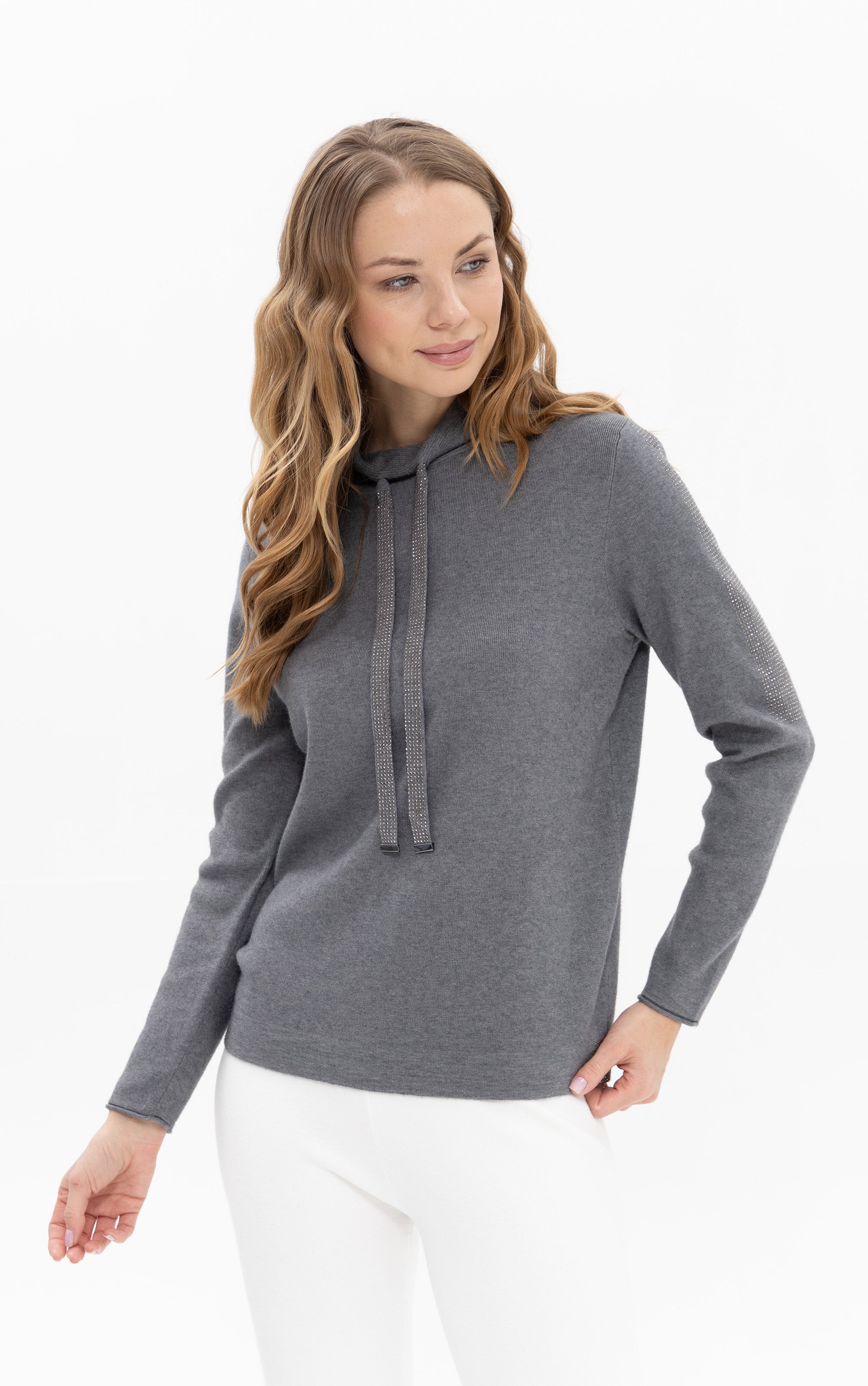 Strickpullover mit Kapuze