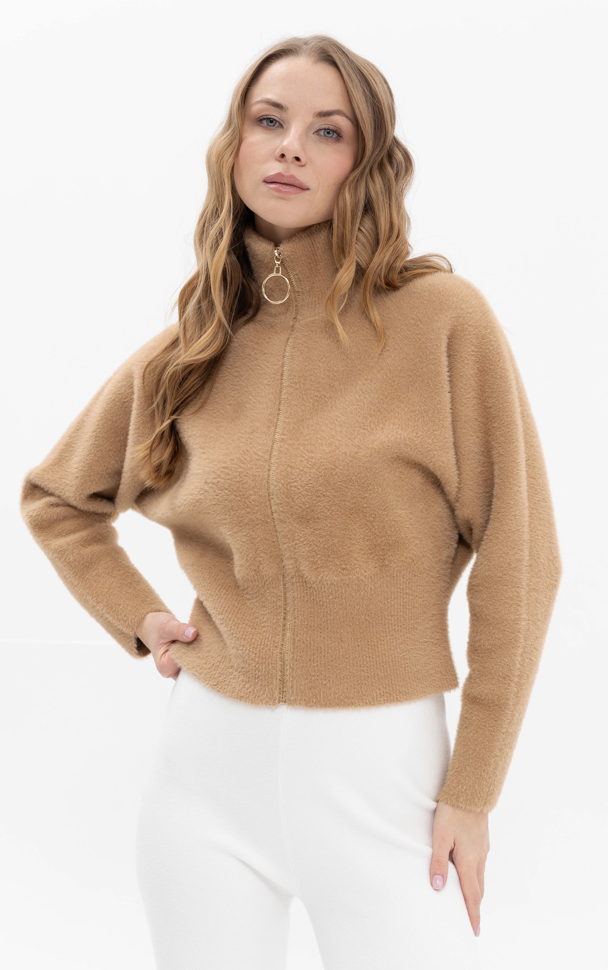 Fleecejacke mit Stehkragen