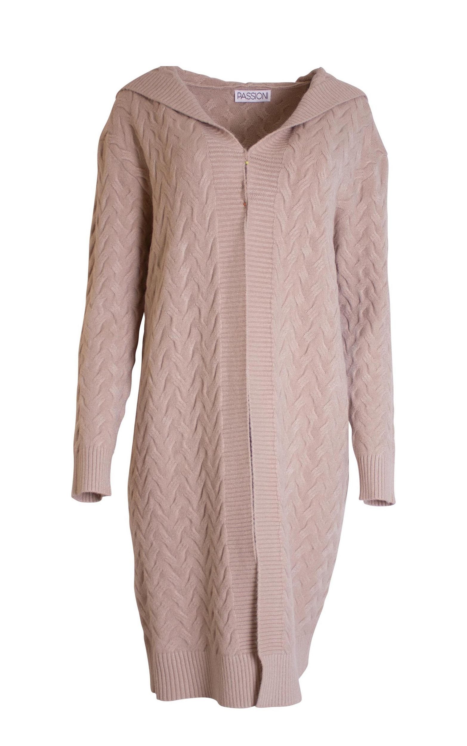 Langer Cardigan mit geometrischem Strickmuster