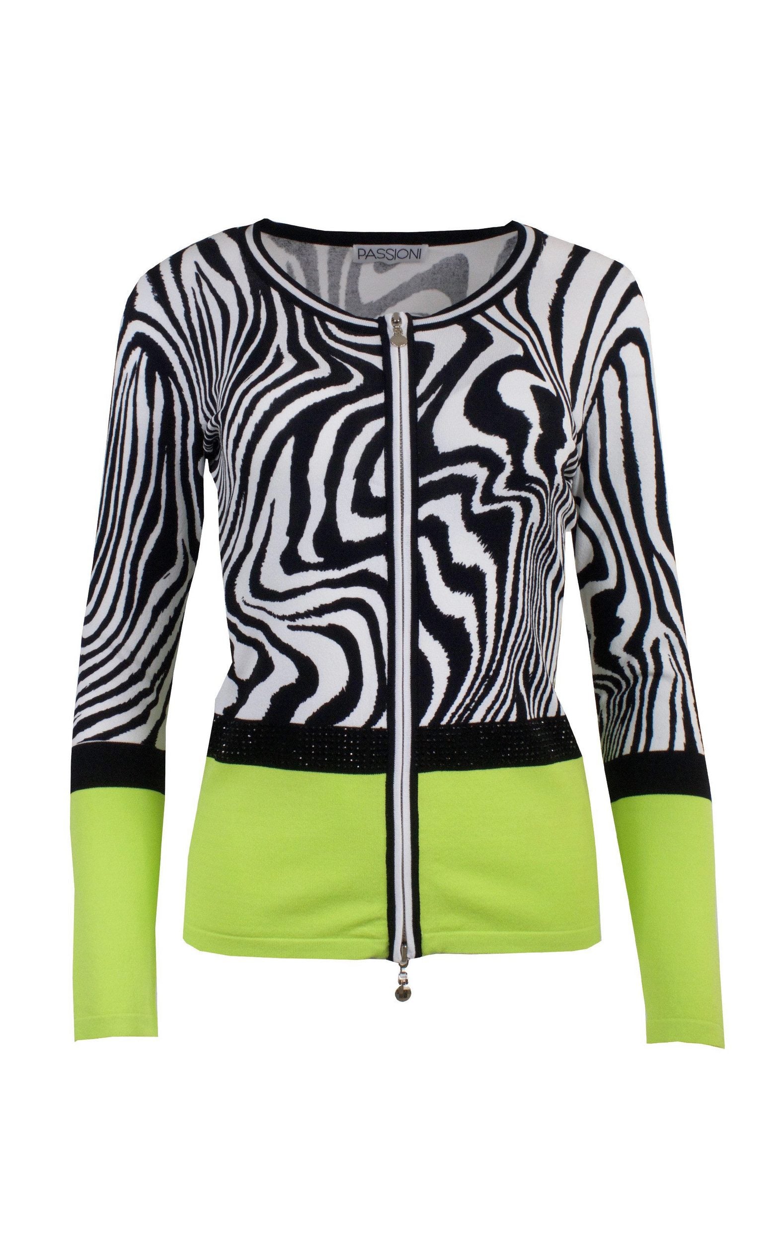Strickjacke mit grafischem Zebradruck