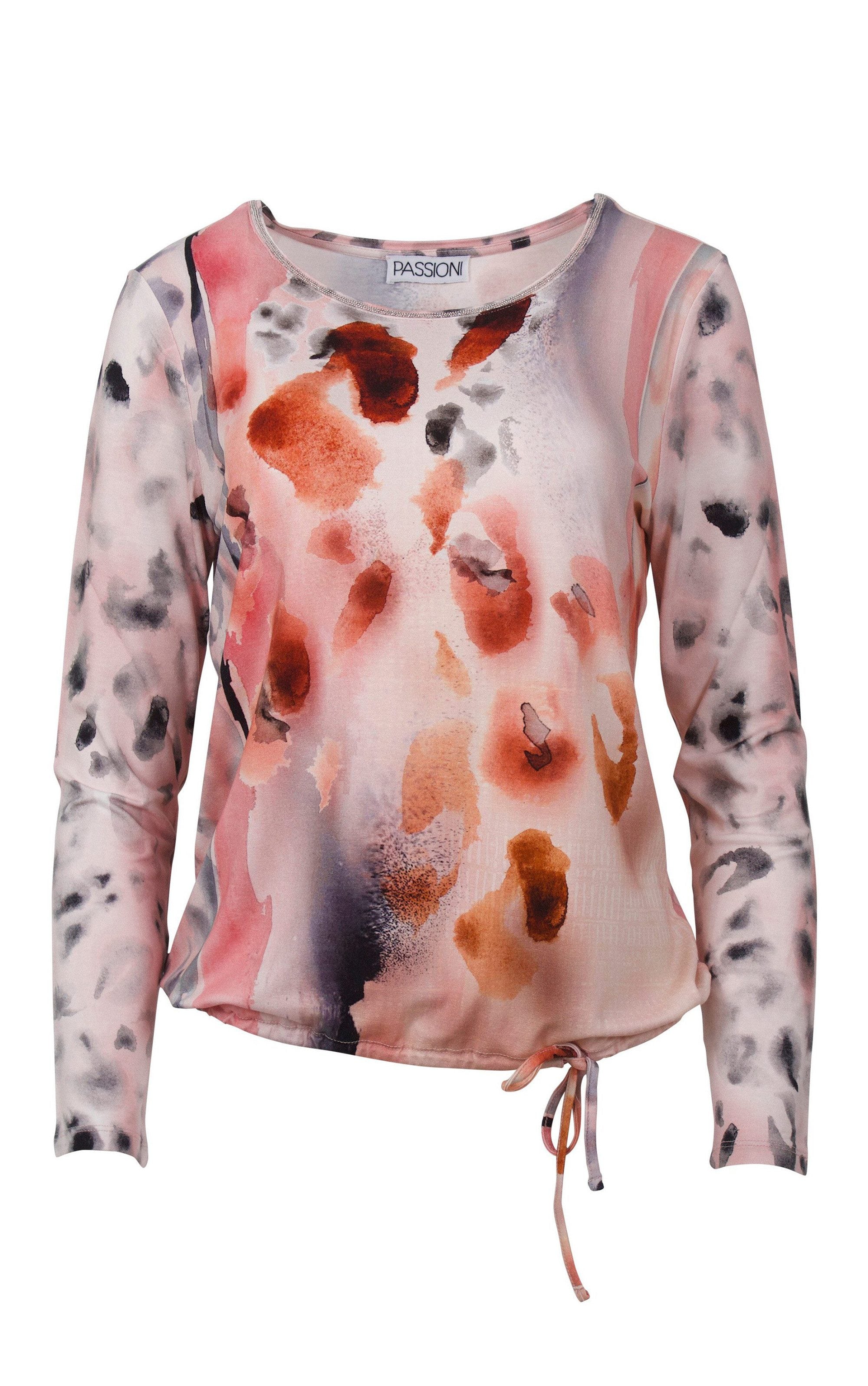 Bluse mit abstraktem Print und Tunnelzug