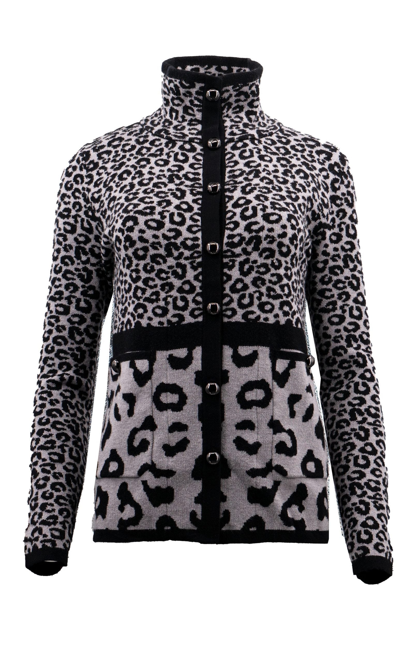 Cardigan mit größerem und kleinerem Leopard-Muster