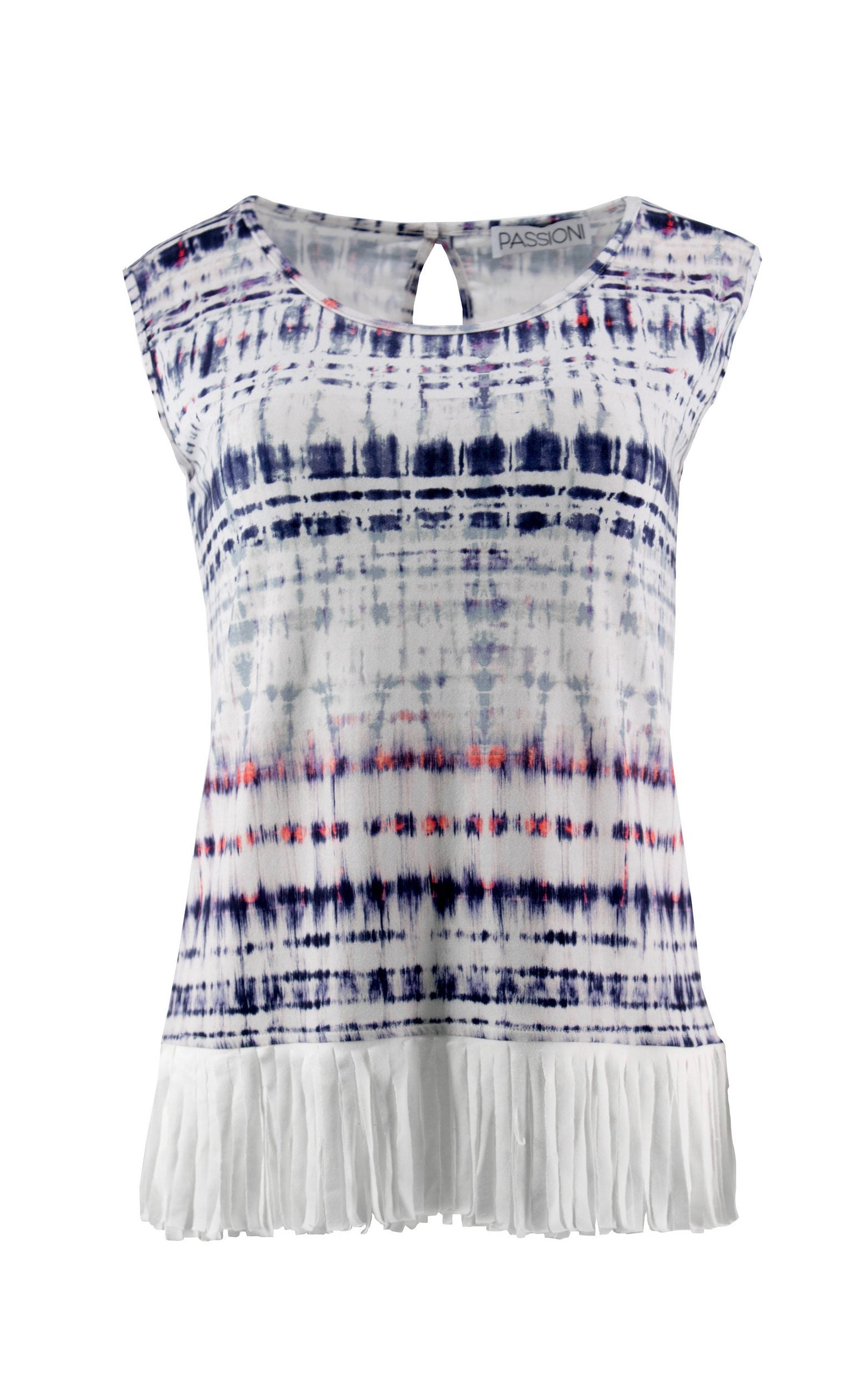 Top mit Batikprint und Fransen