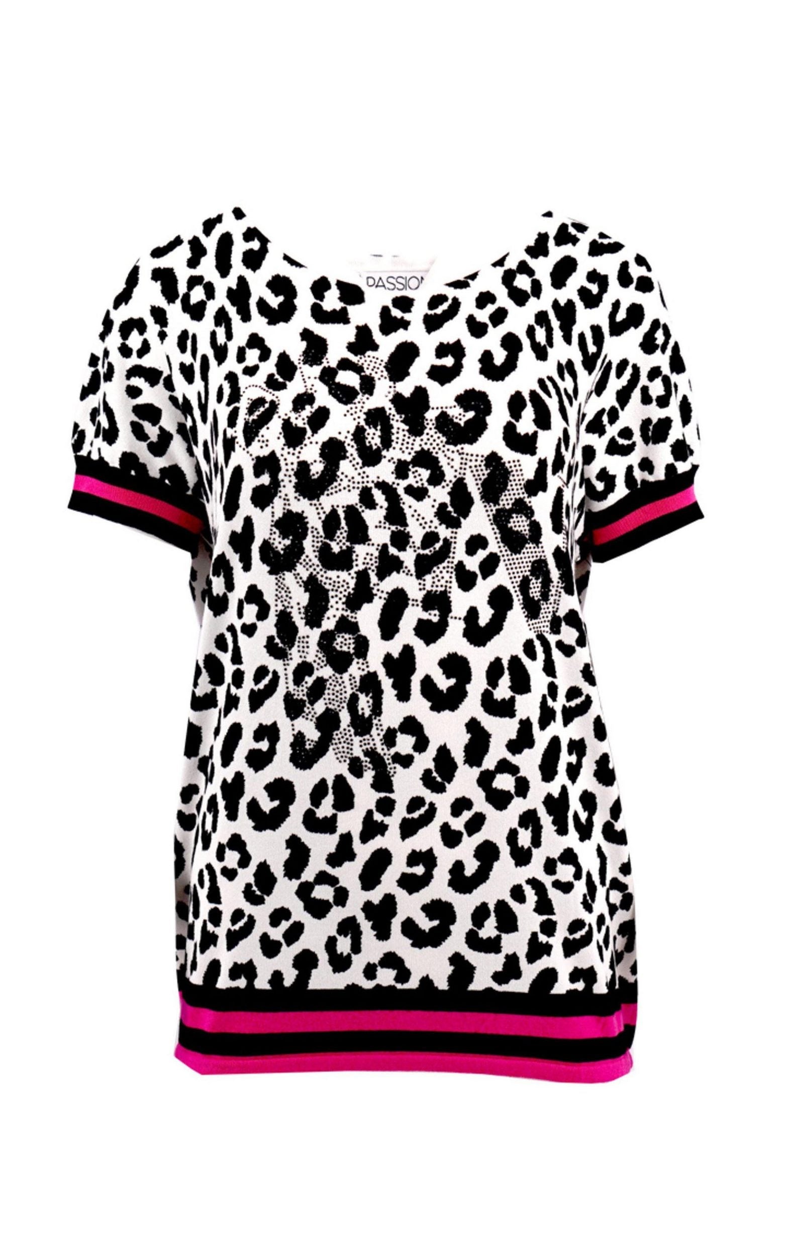 T-Shirt mit Leopardenprint und Glitzersteinen