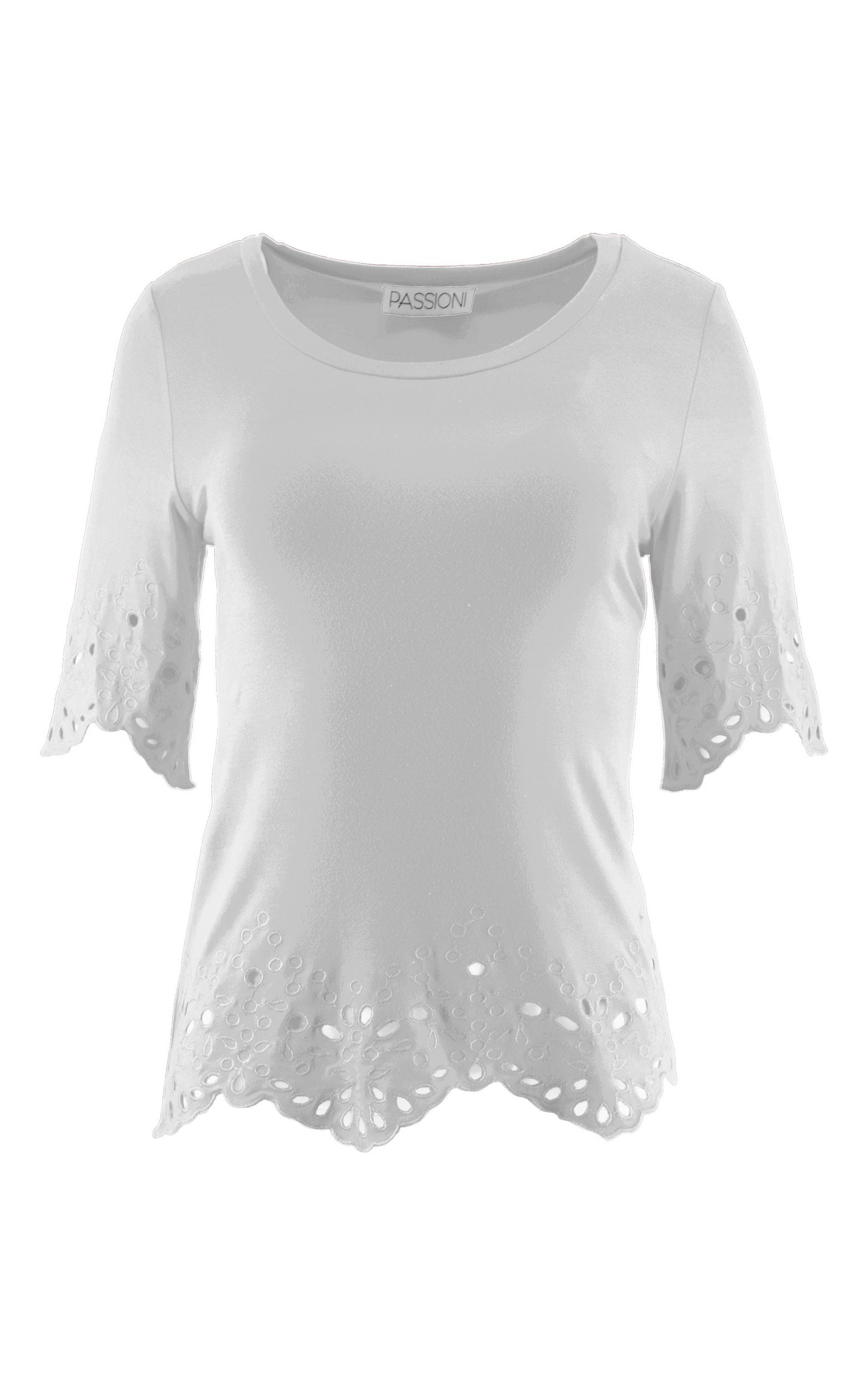 T-Shirt mit Broderie Anglaise-Details