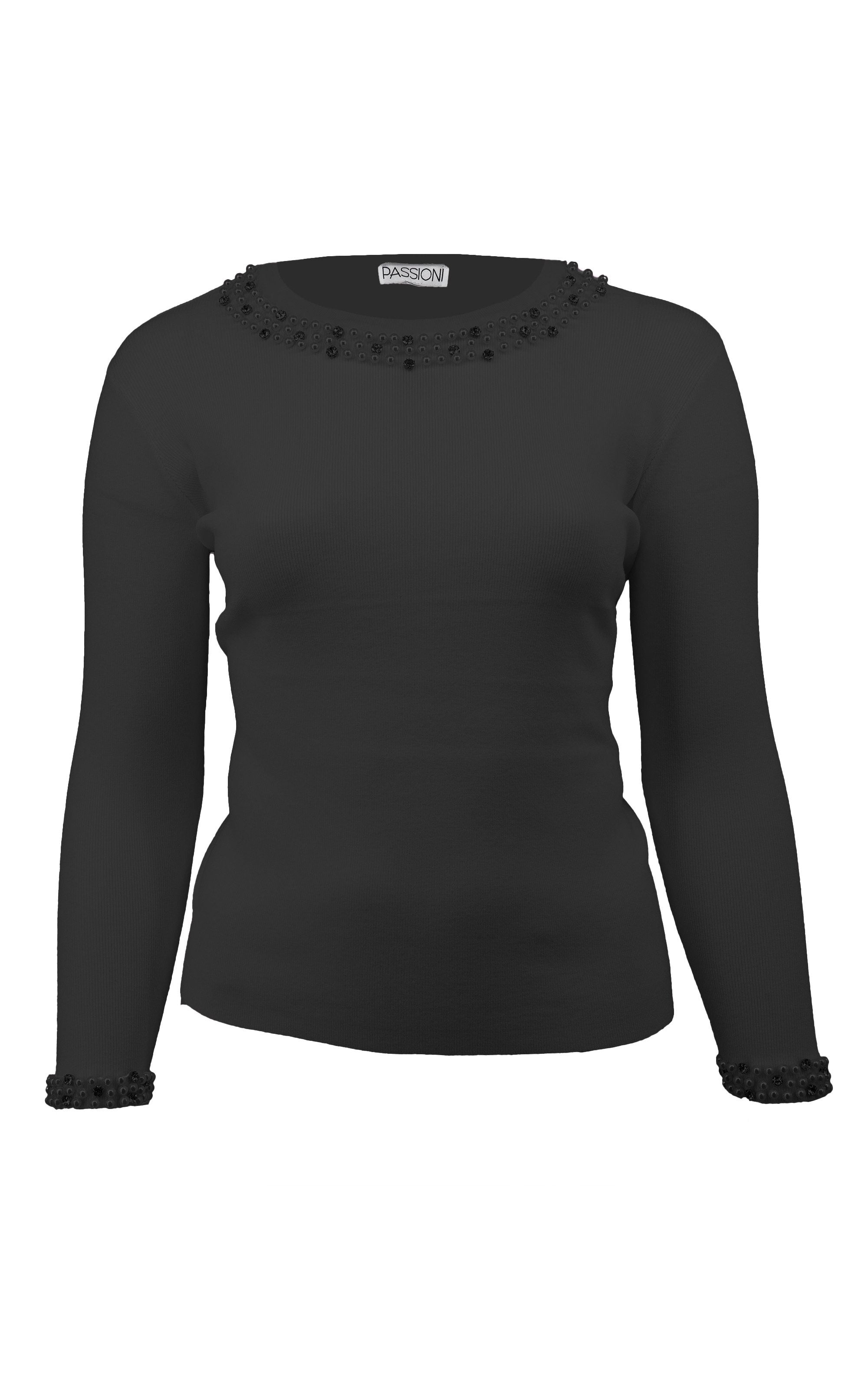 Strickpullover mit Perlensaum