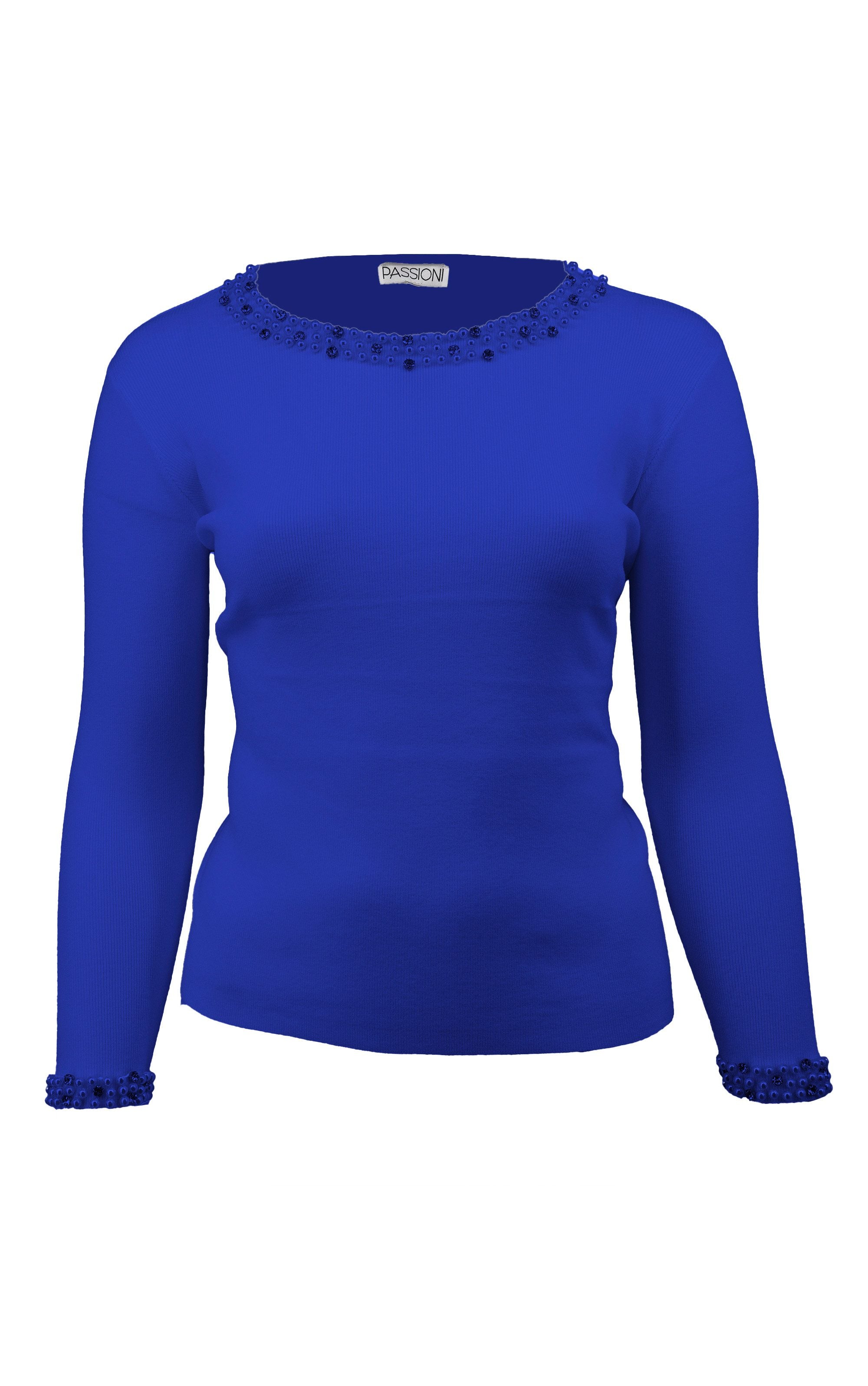 Strickpullover mit Perlensaum