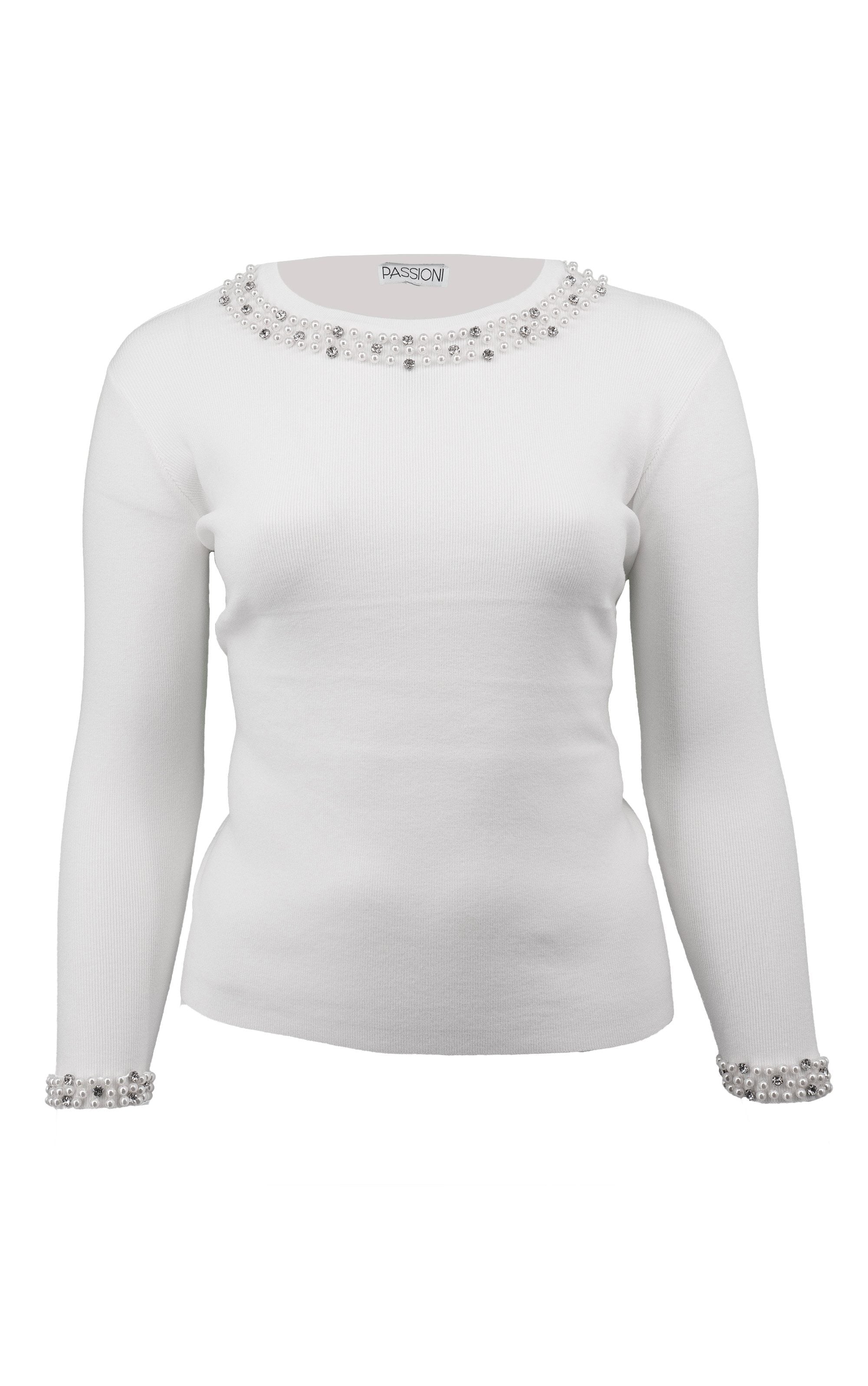 Strickpullover mit Perlensaum