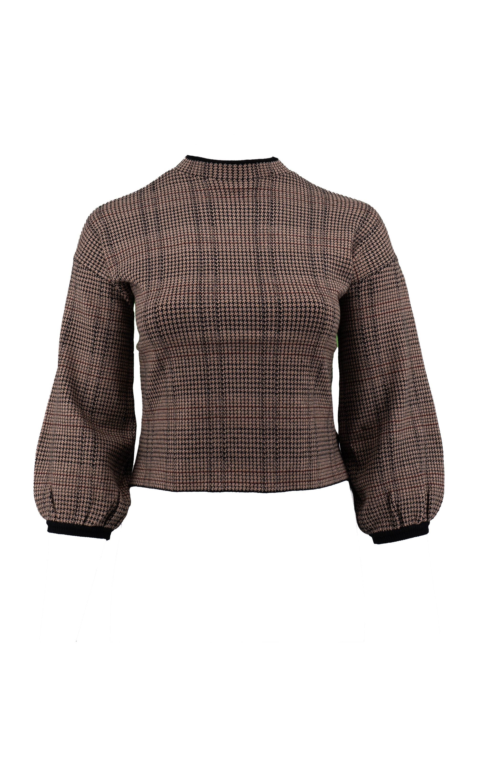Strickpullover mit Hahnentrittmuster und Schleifendetail