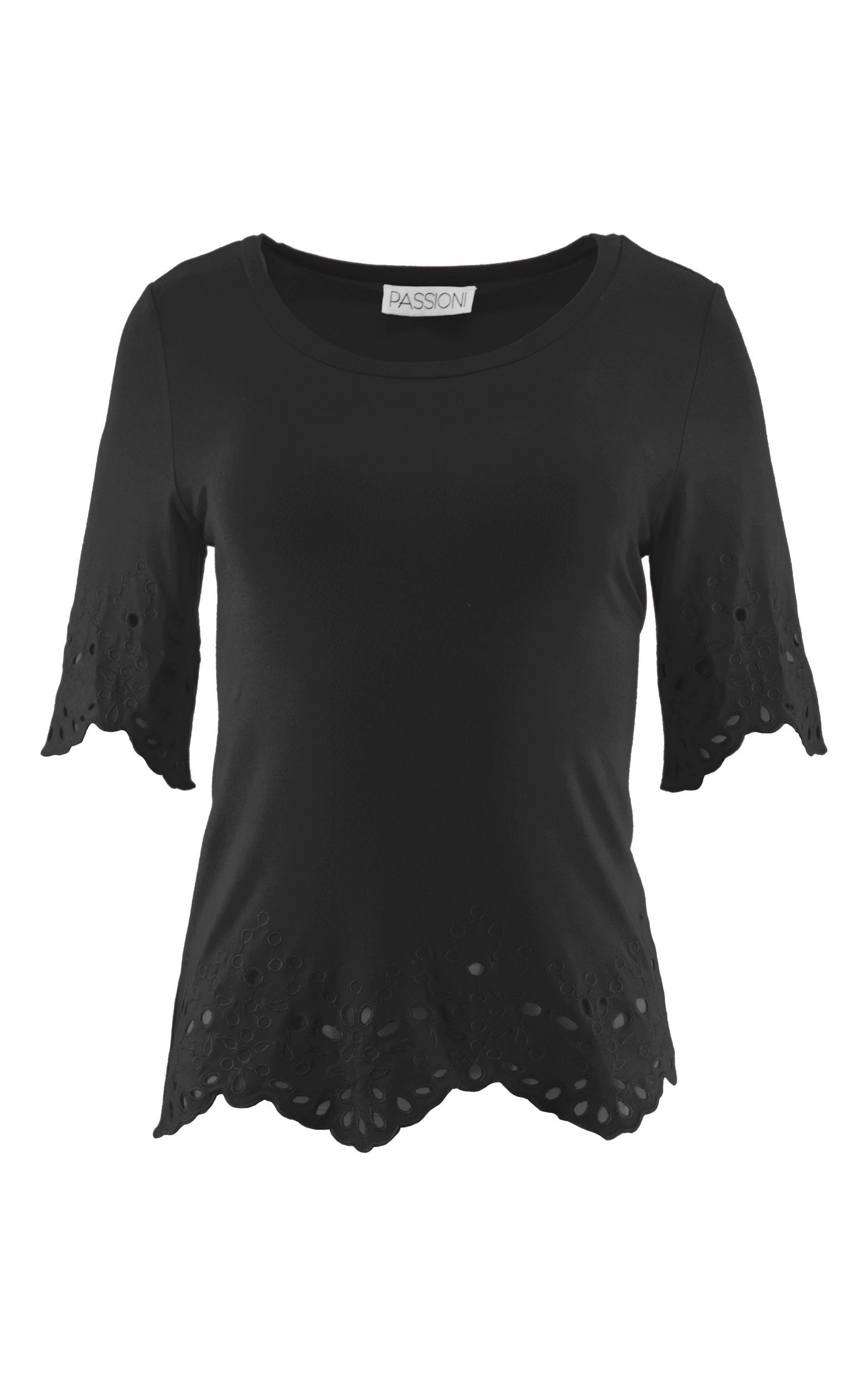 T-Shirt mit Broderie Anglaise-Details