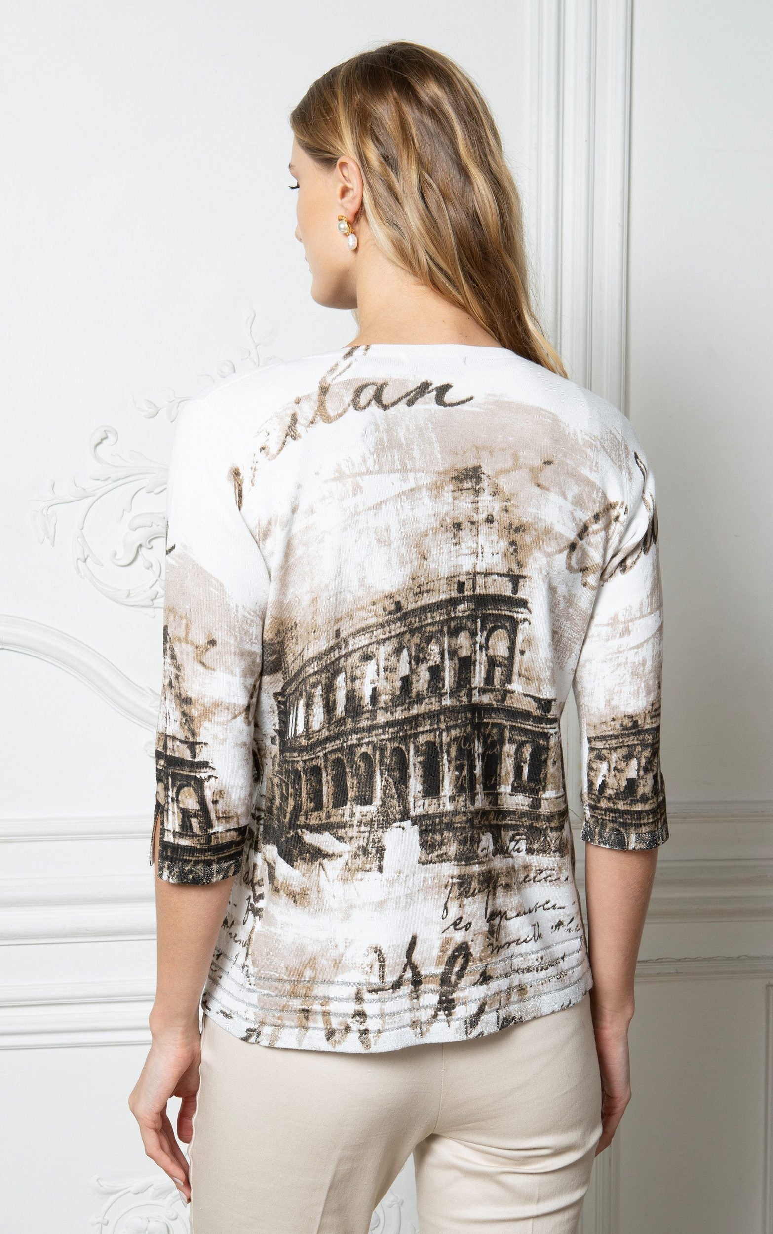 Twinset mit Print und Strassverzierung