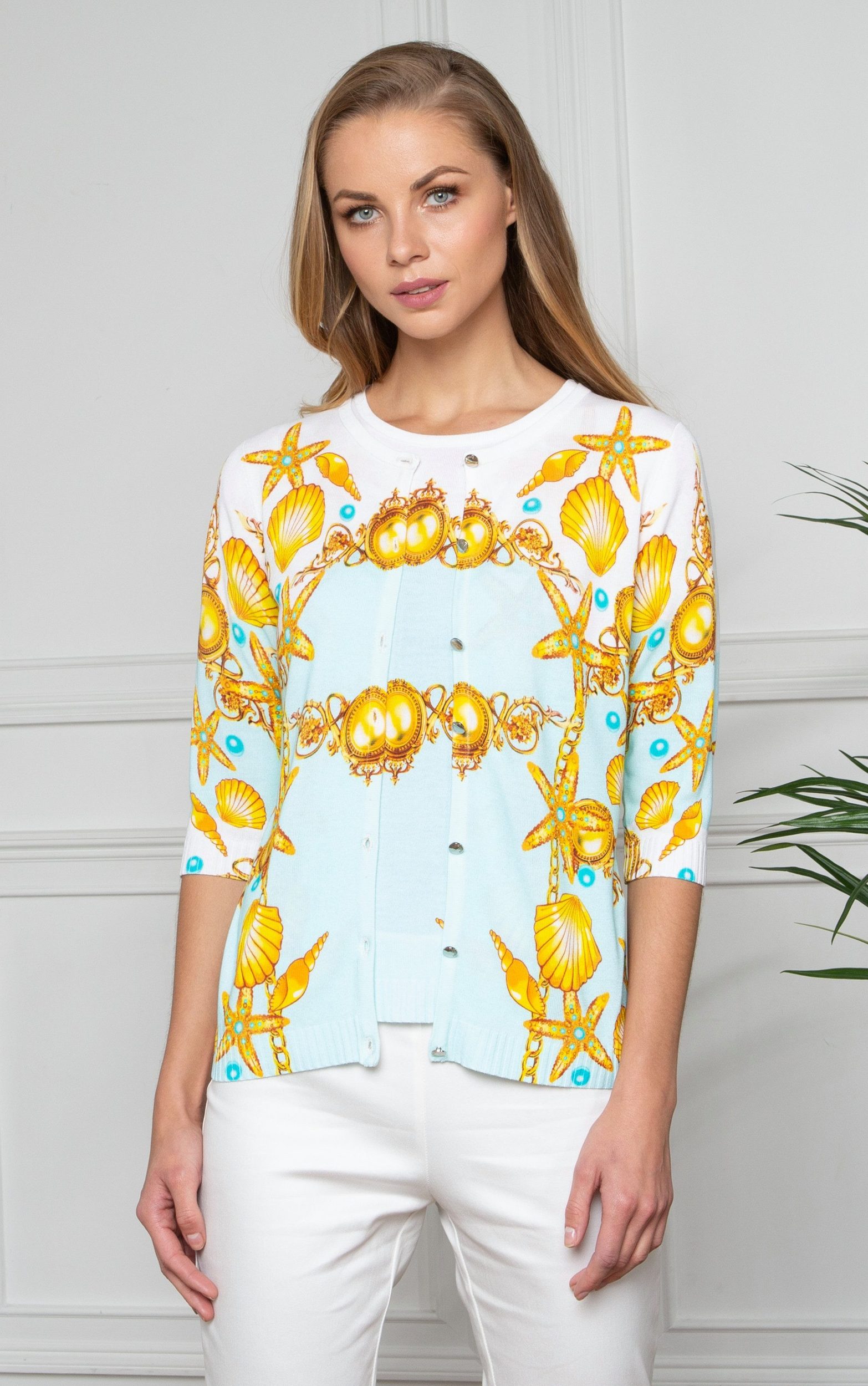 Twin-Set mit Muschelschmuck-Print