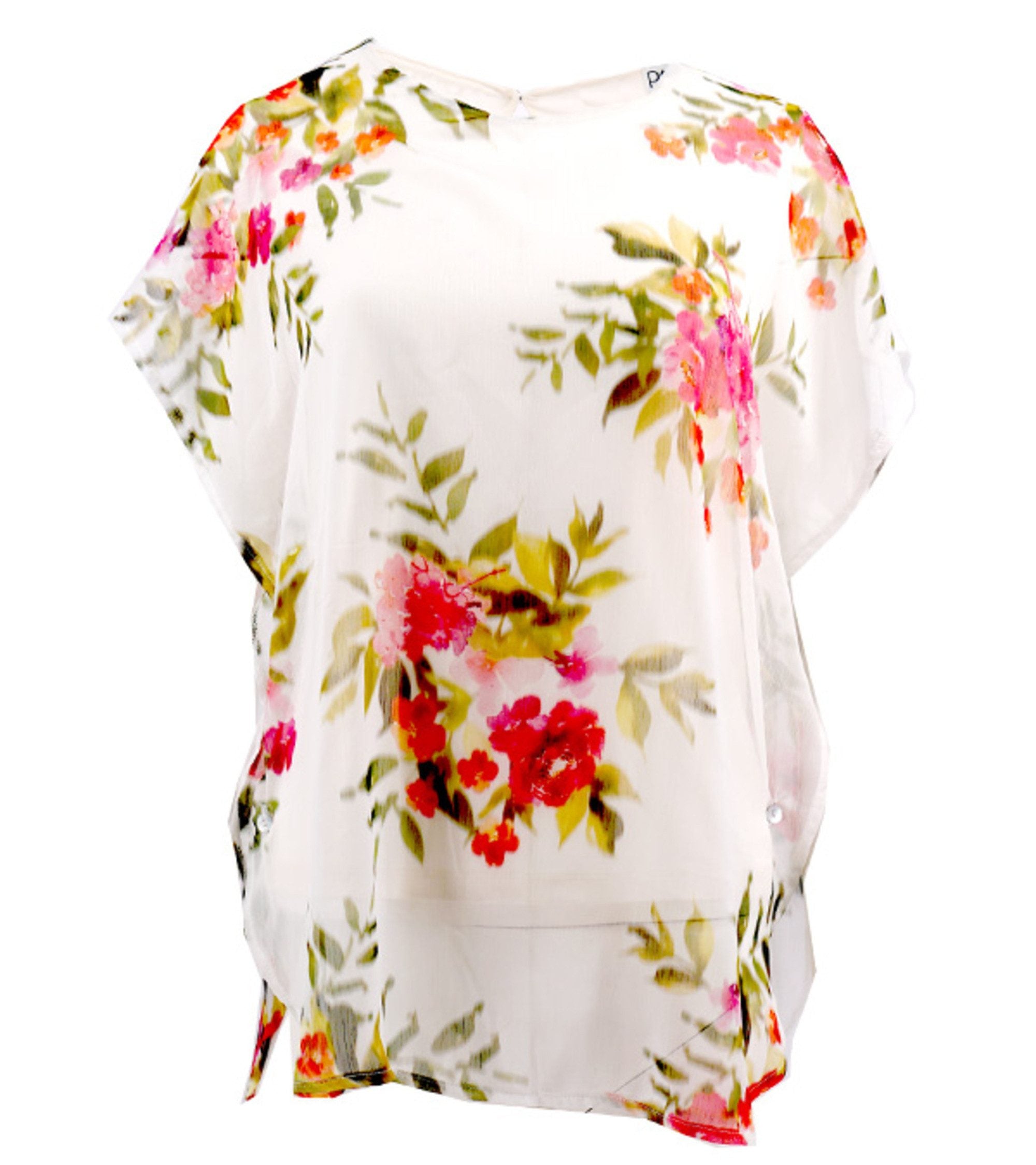Tunika mit Blumenprint und transparenten Abschlussdetails