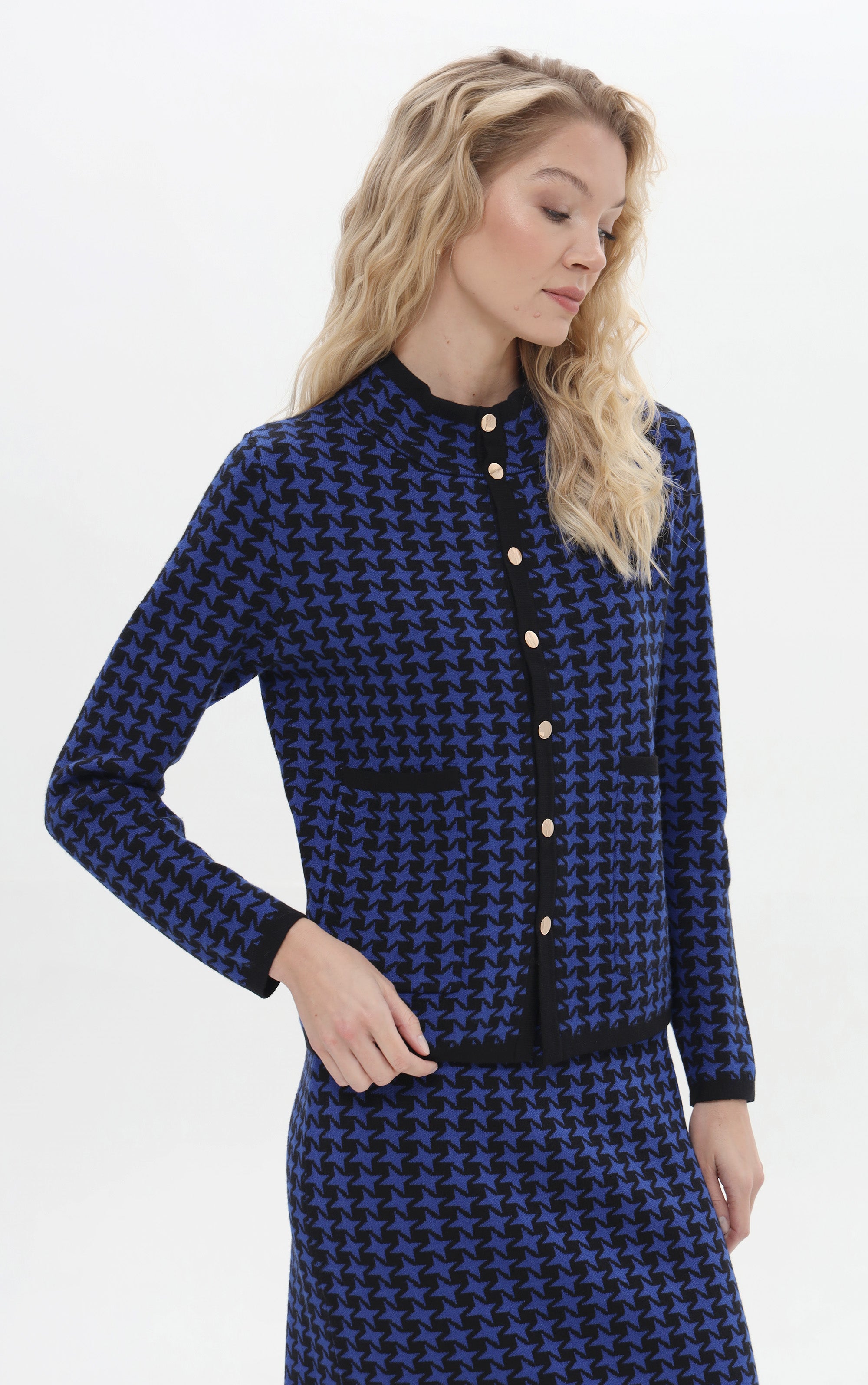 Cardigan mit Hahnentrittmuster