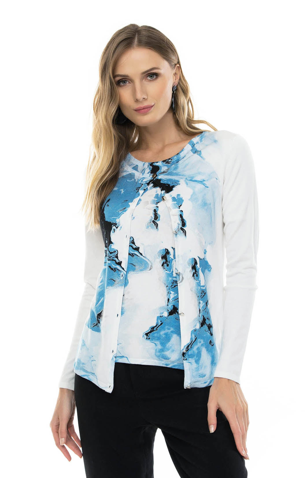 Twinset mit abstraktem Wasserprint