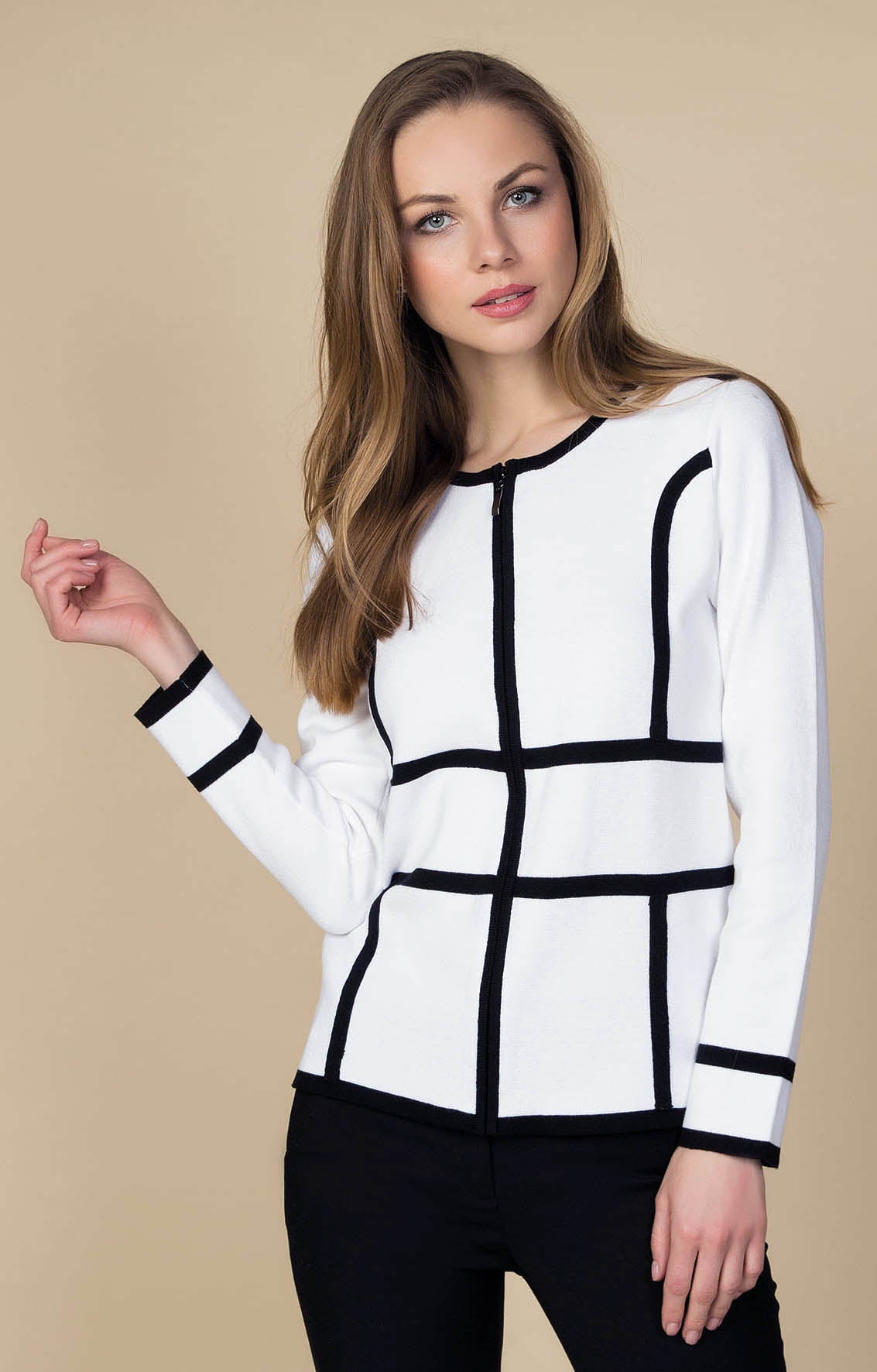 Cardigan mit grafischen Kontraststreifen
