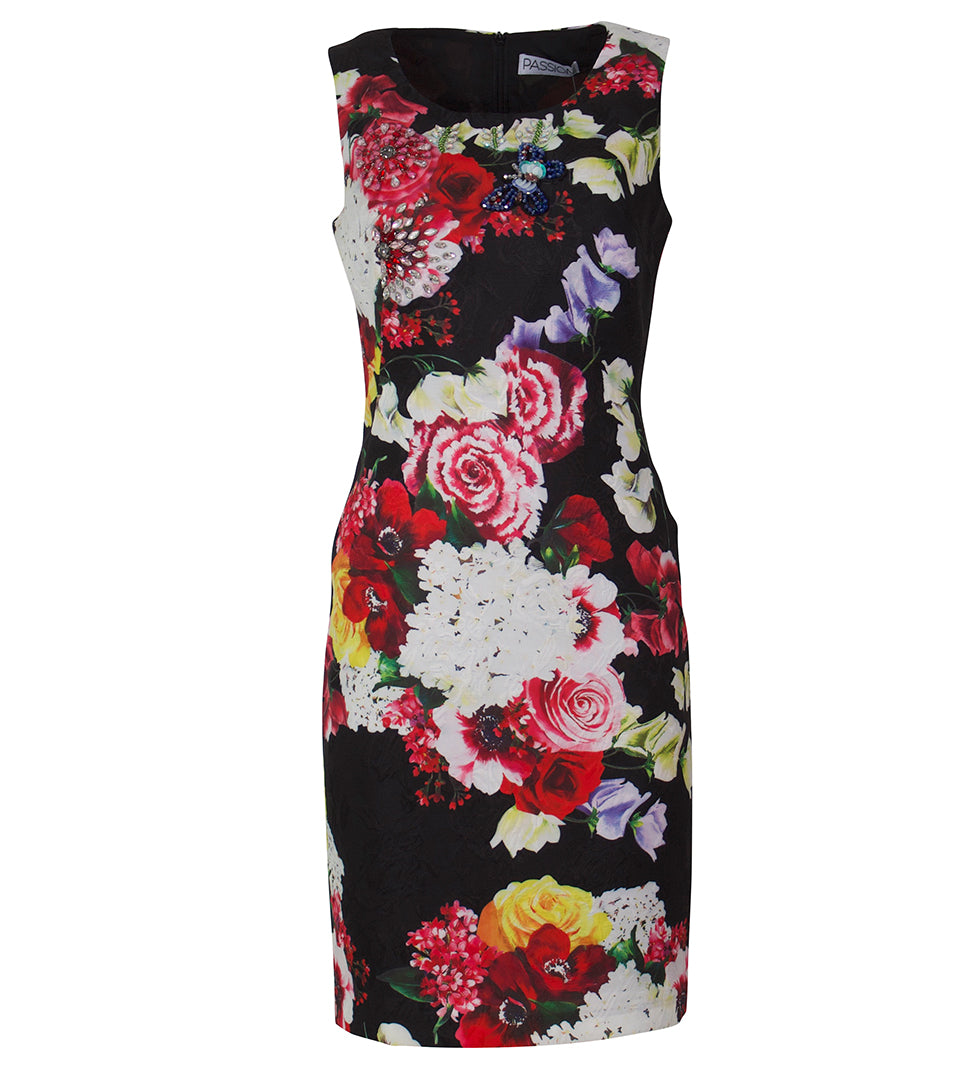 Etuikleid aus Floral-Jacquard