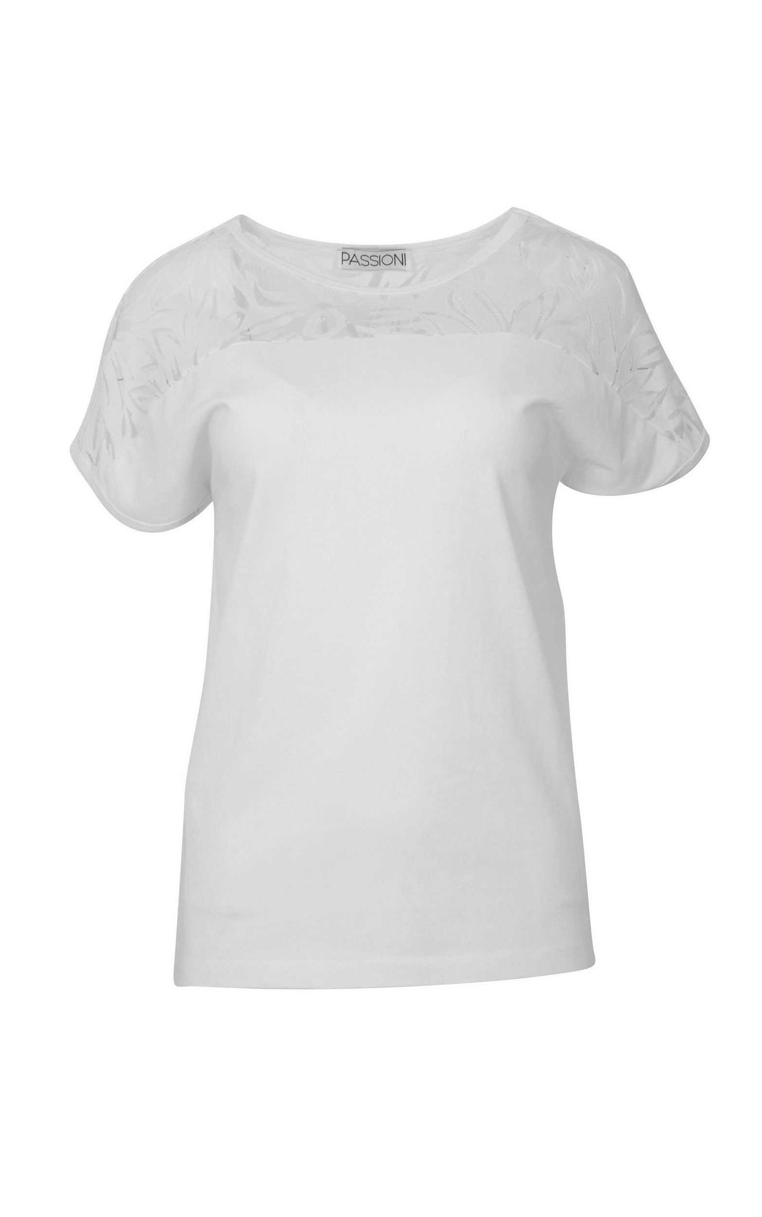 Weißes Sommer T-Shirt mit Blumen Spitze