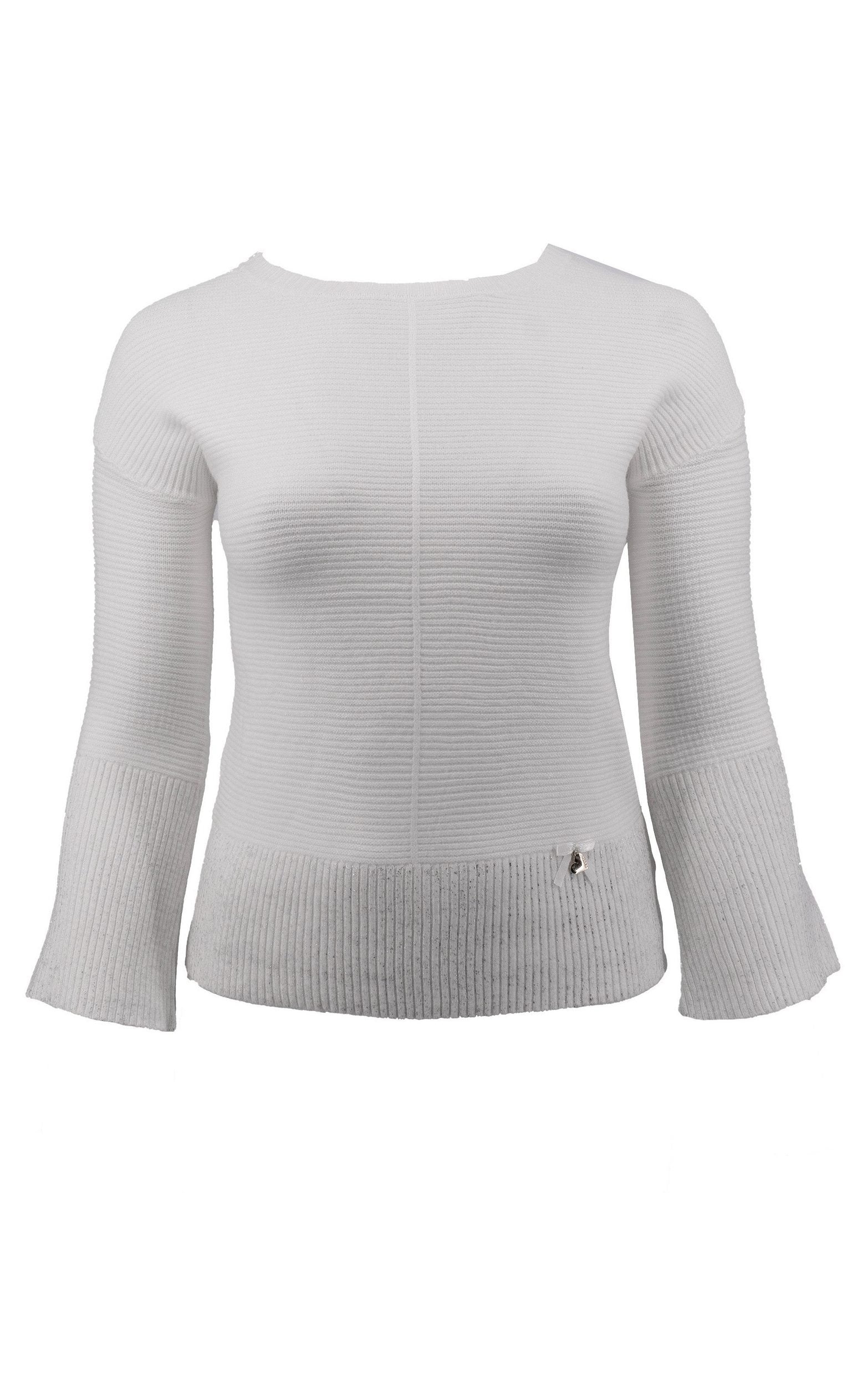 Strickpullover mit dezentem Rippenmuster und zarten Silberfoliendetails