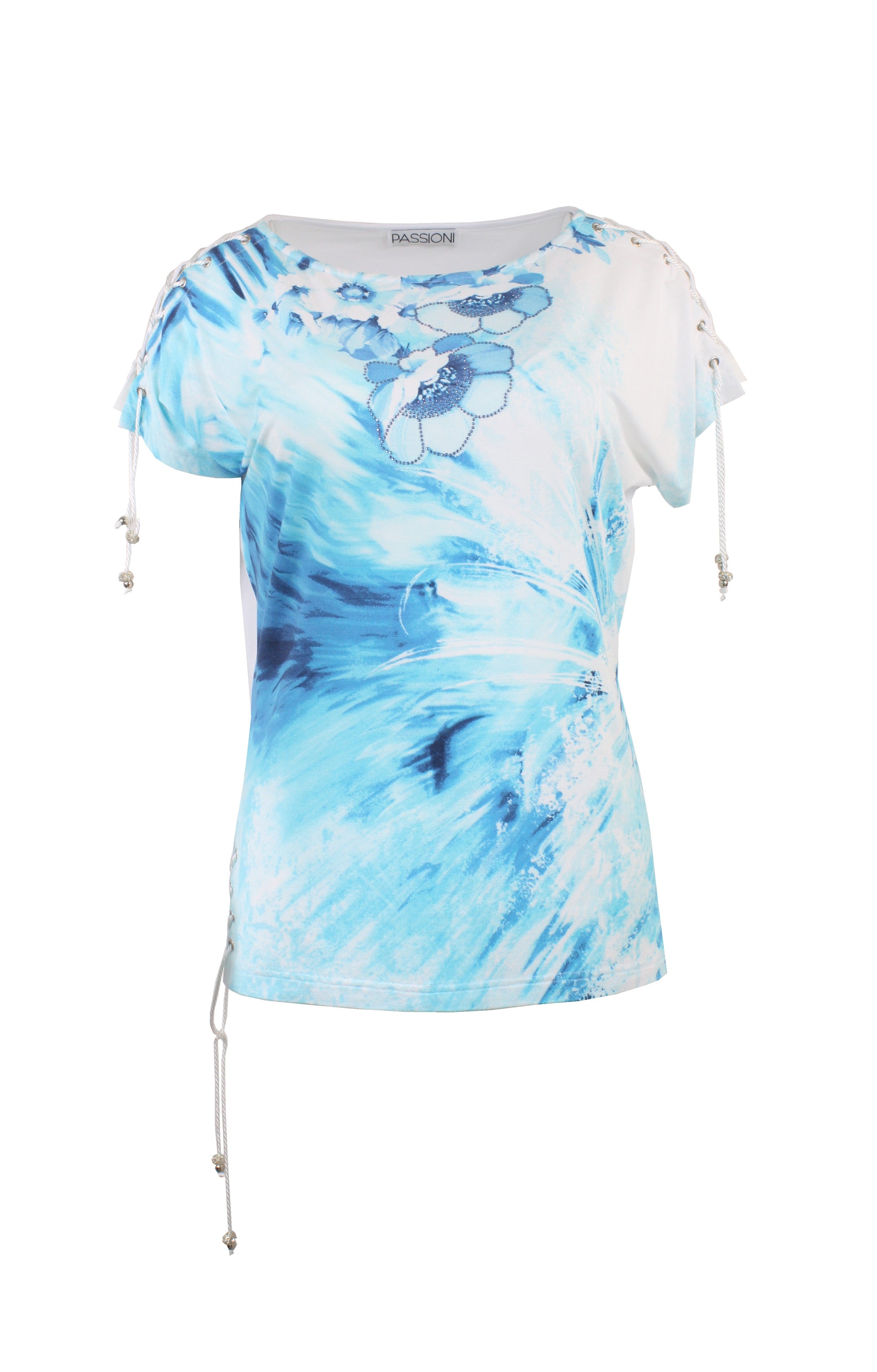 T-Shirt mit Blumen- und Batikdruck