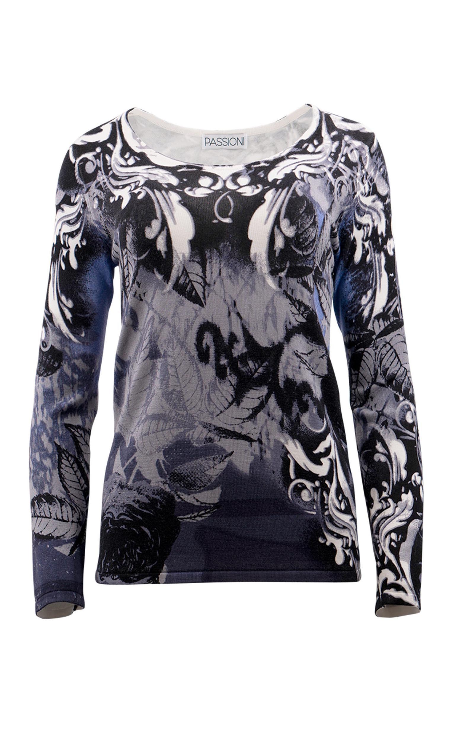 Pullover mit fantasievollem Blätterdruck