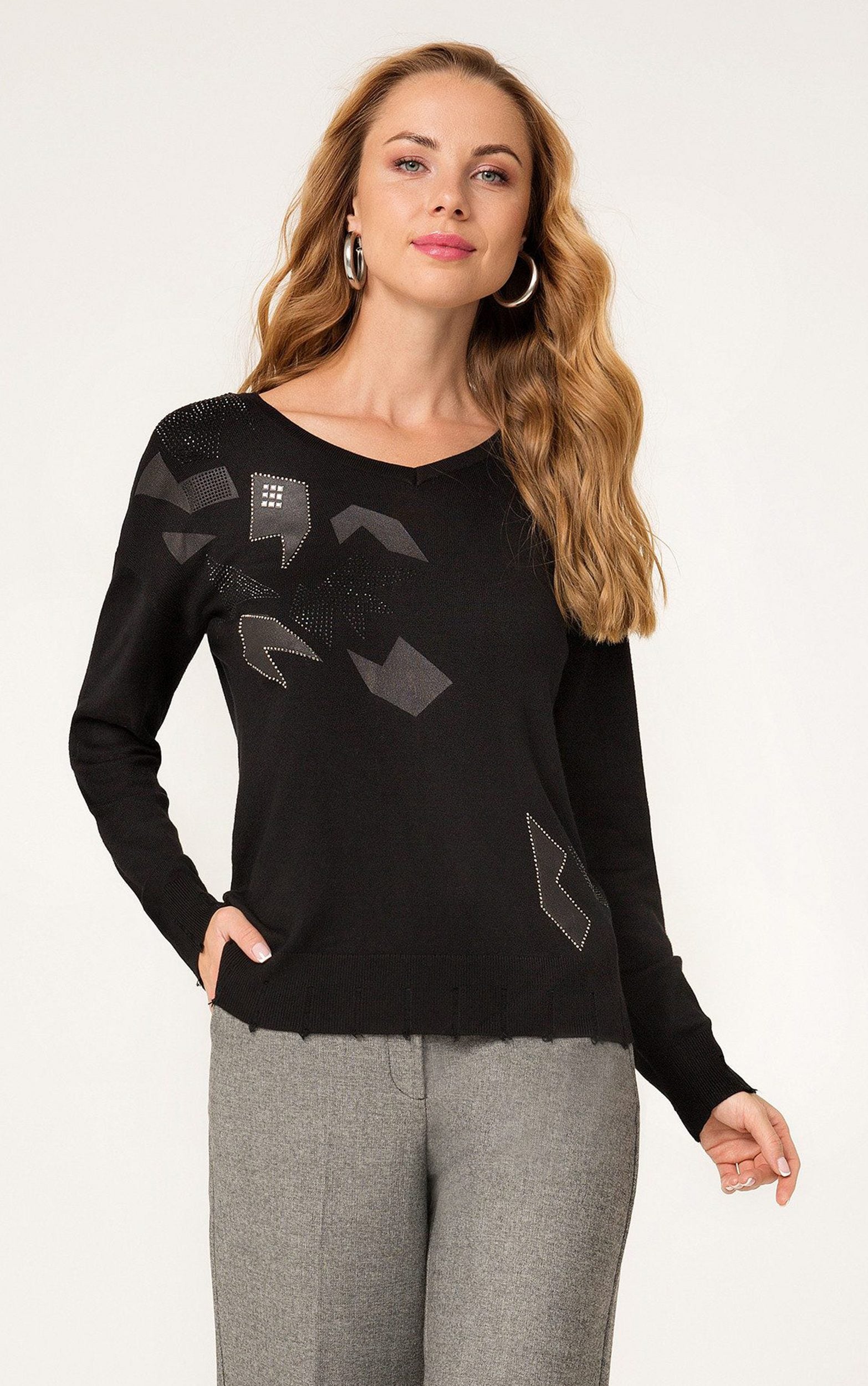 Strickpullover mit Strassdetails