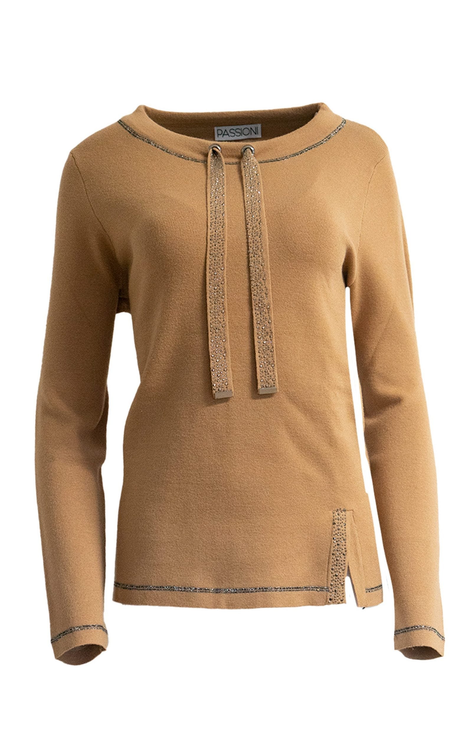Sweatshirt mit Strass-Zugkordeln