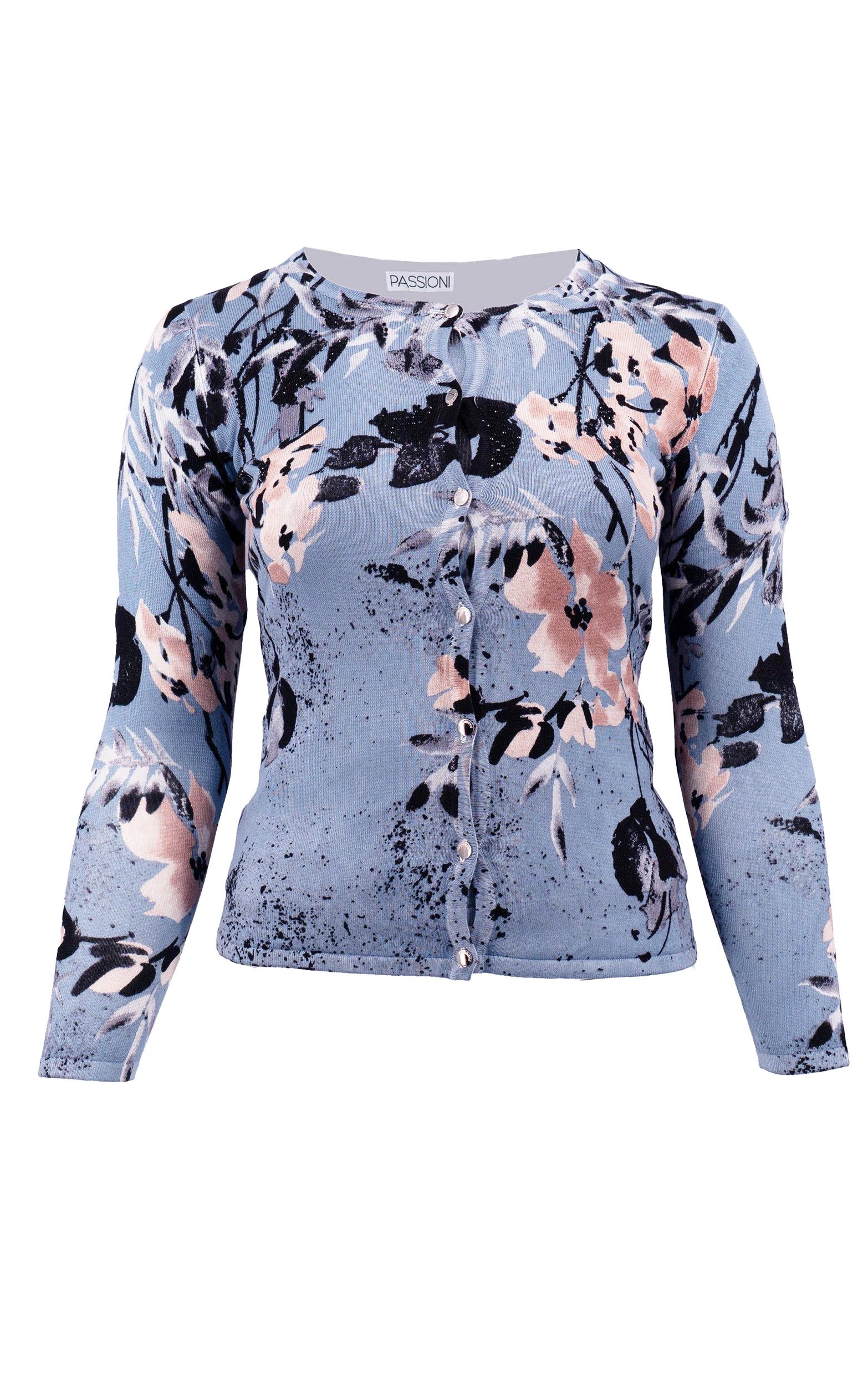 Twinset mit blauem Blumendruck