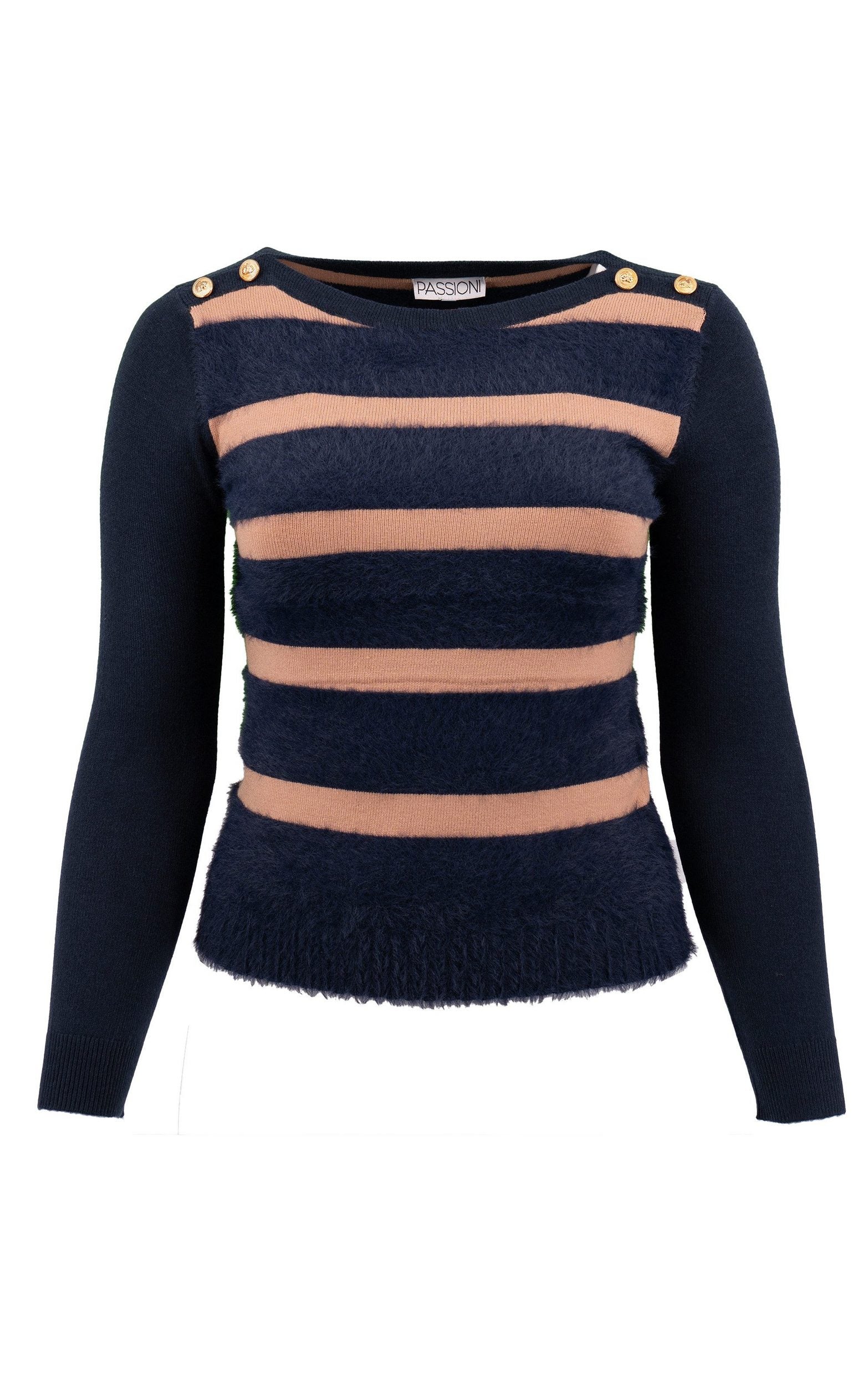 Strickpullover mit flauschigen Streifen