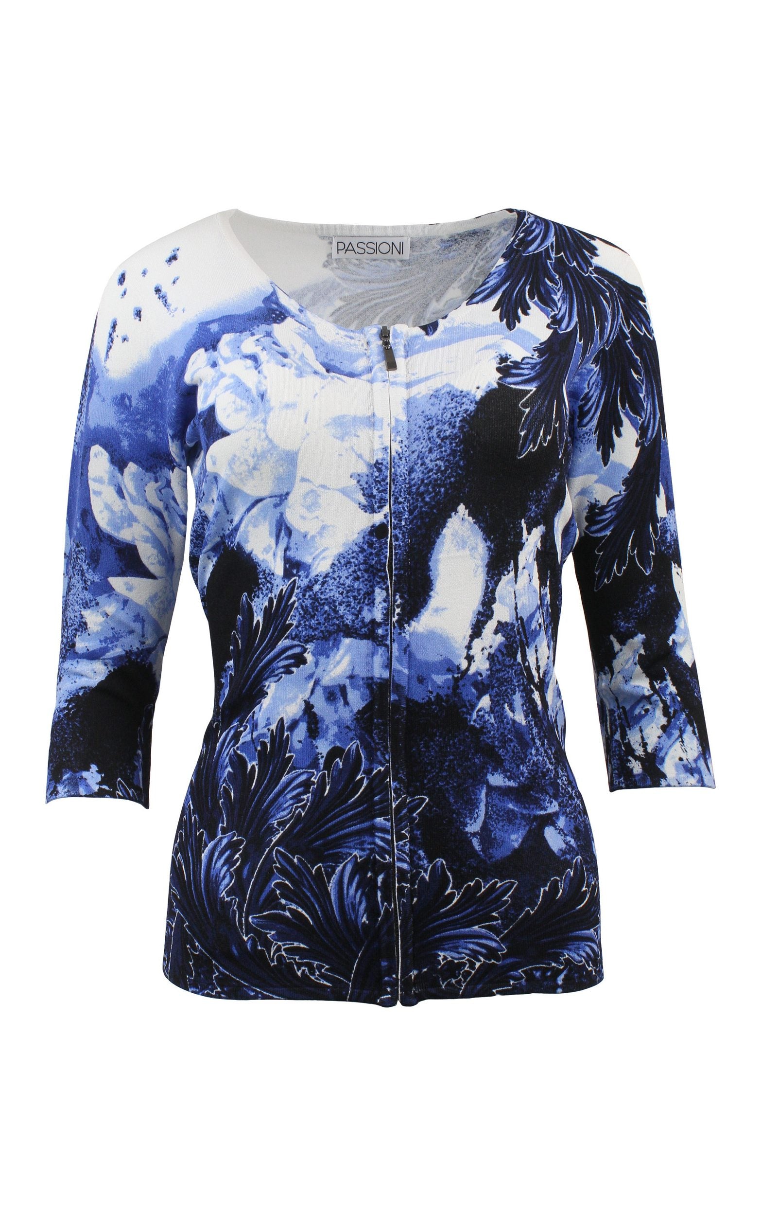 Twinset mit blauem abstraktem Blumendruck