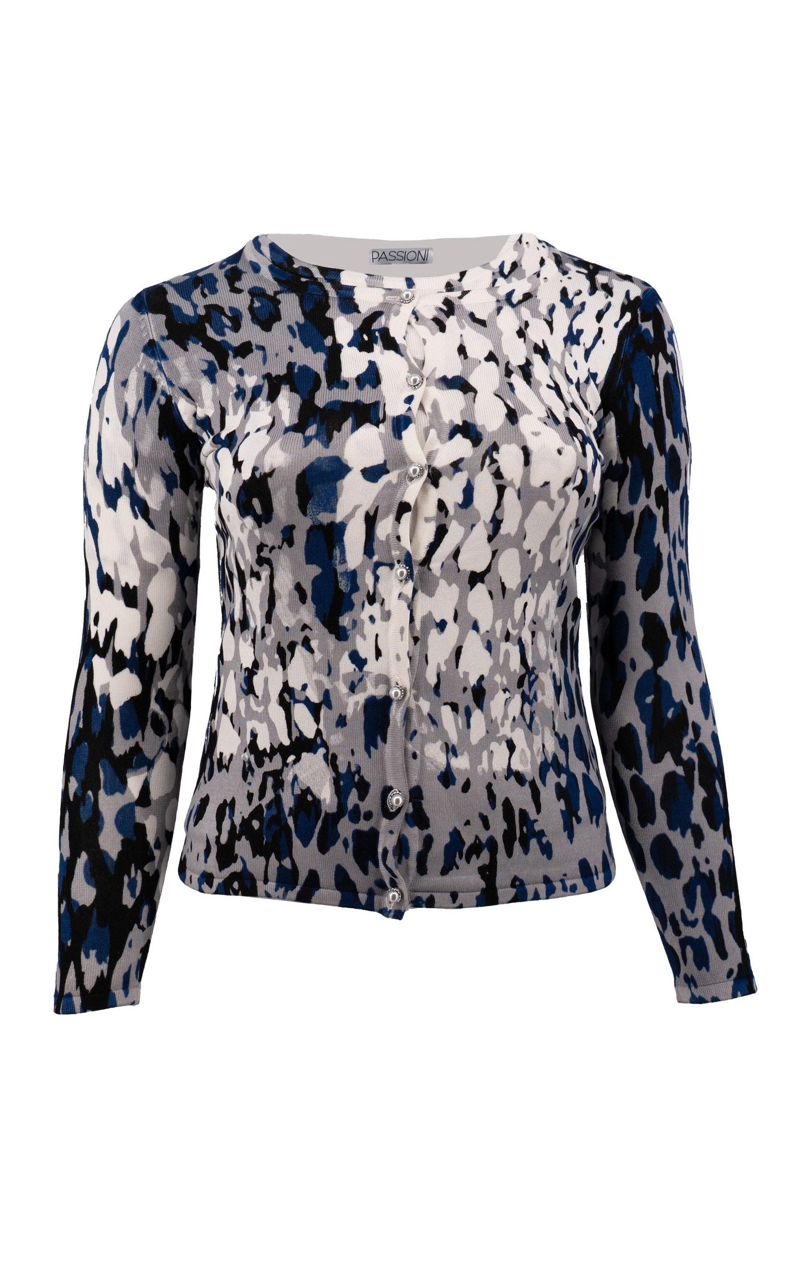 Twinset mit einem blaugrauen grafischen Leoparden Muster