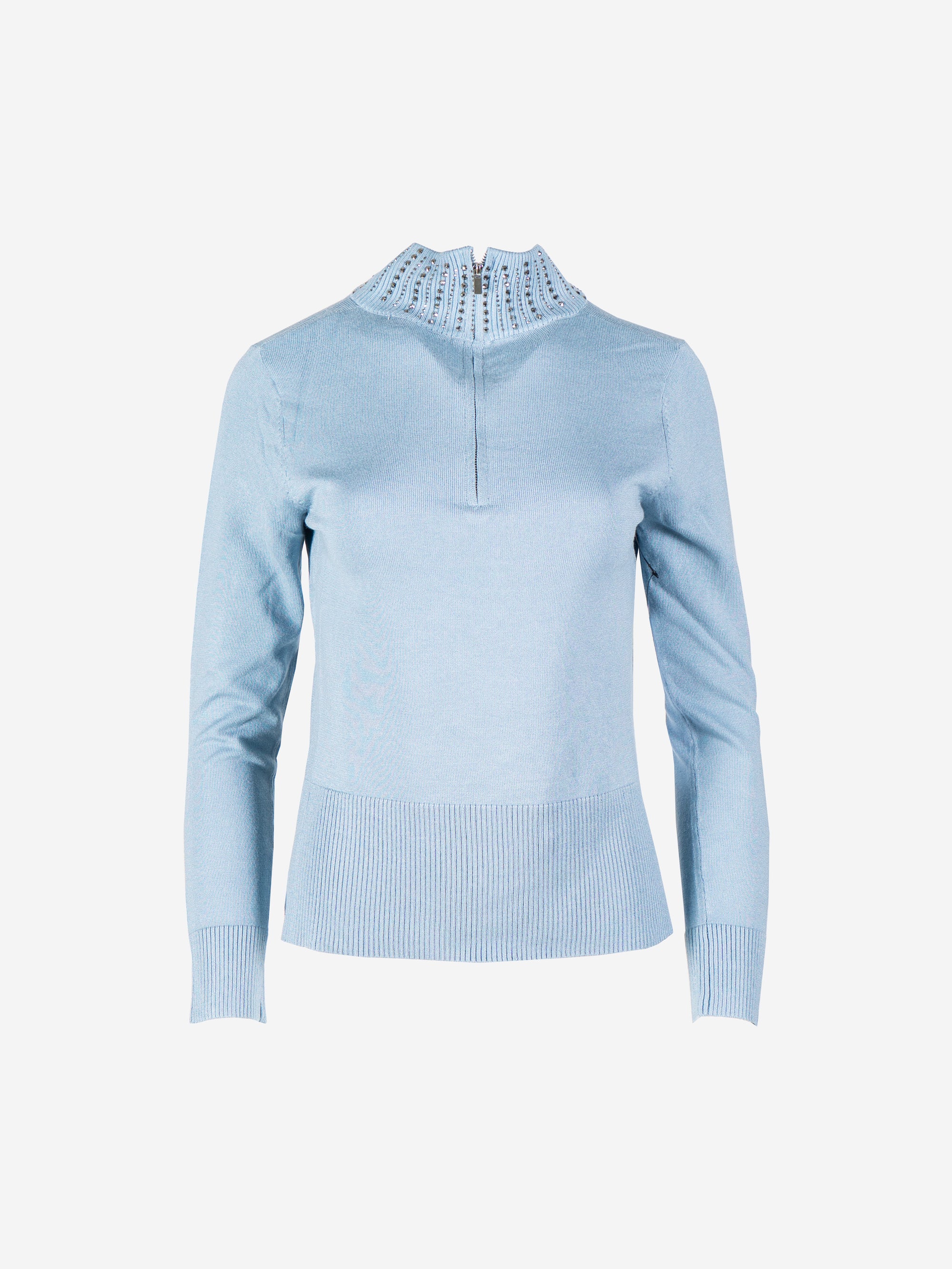 Rollkragenpullover mit Strass-Besatz