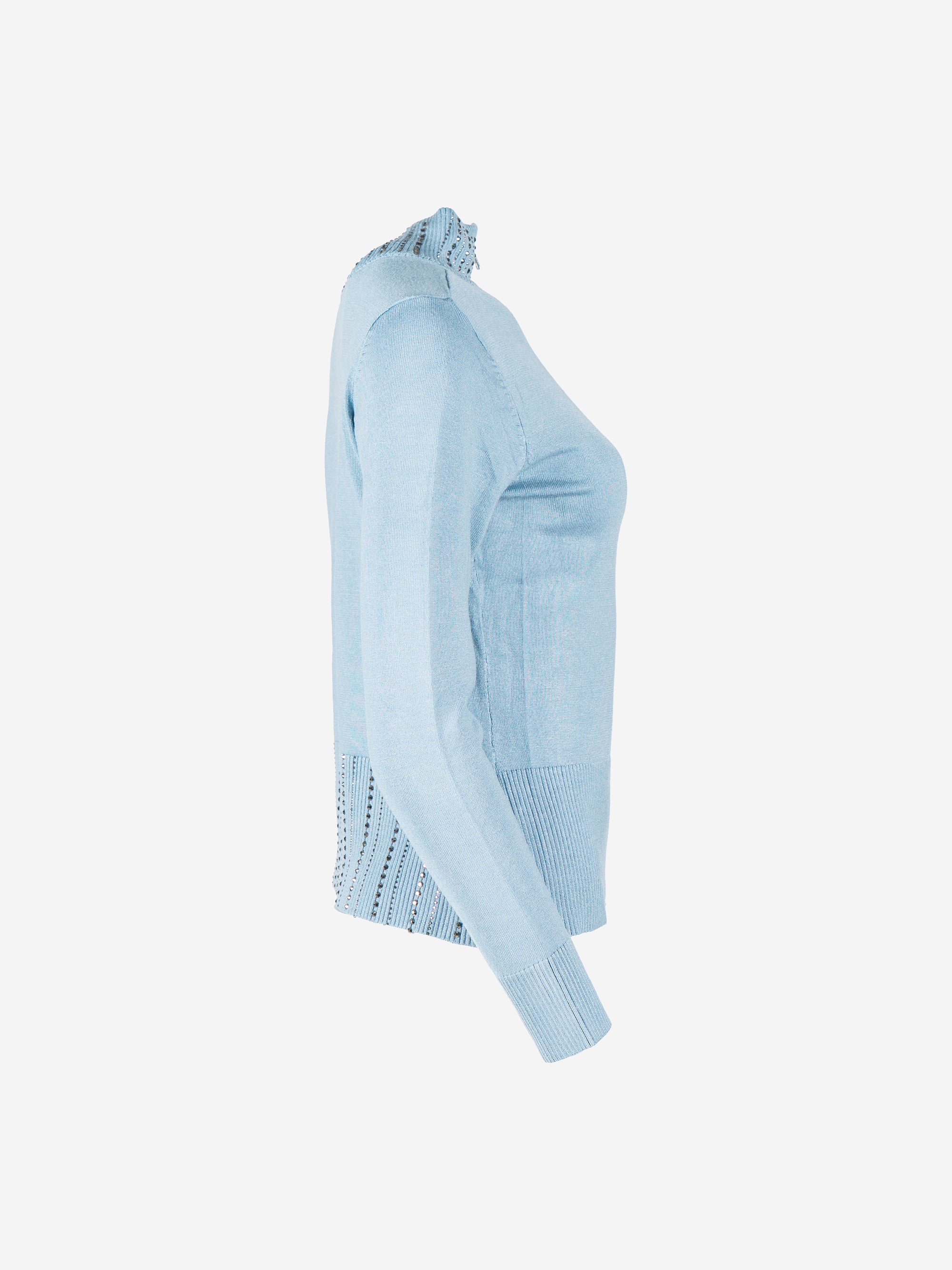 Rollkragenpullover mit Strass-Besatz