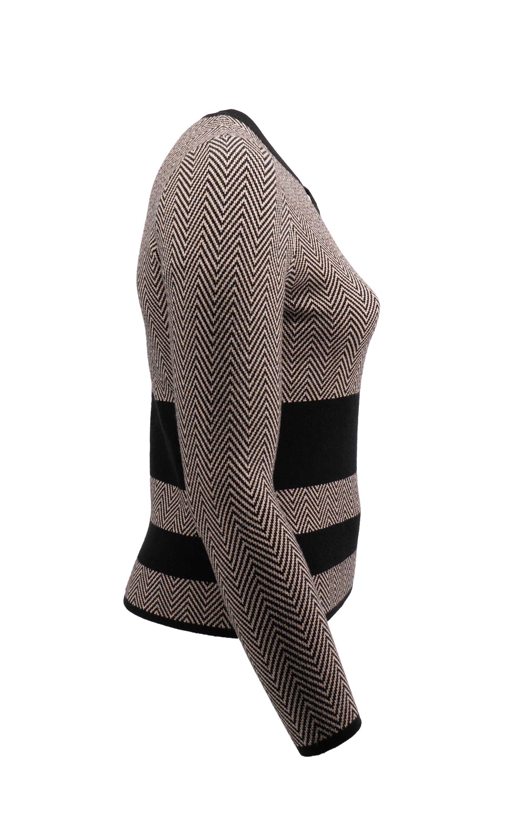 Strickpullover mit Fischgrät- und Streifenmuster im sportlich-eleganten Stil