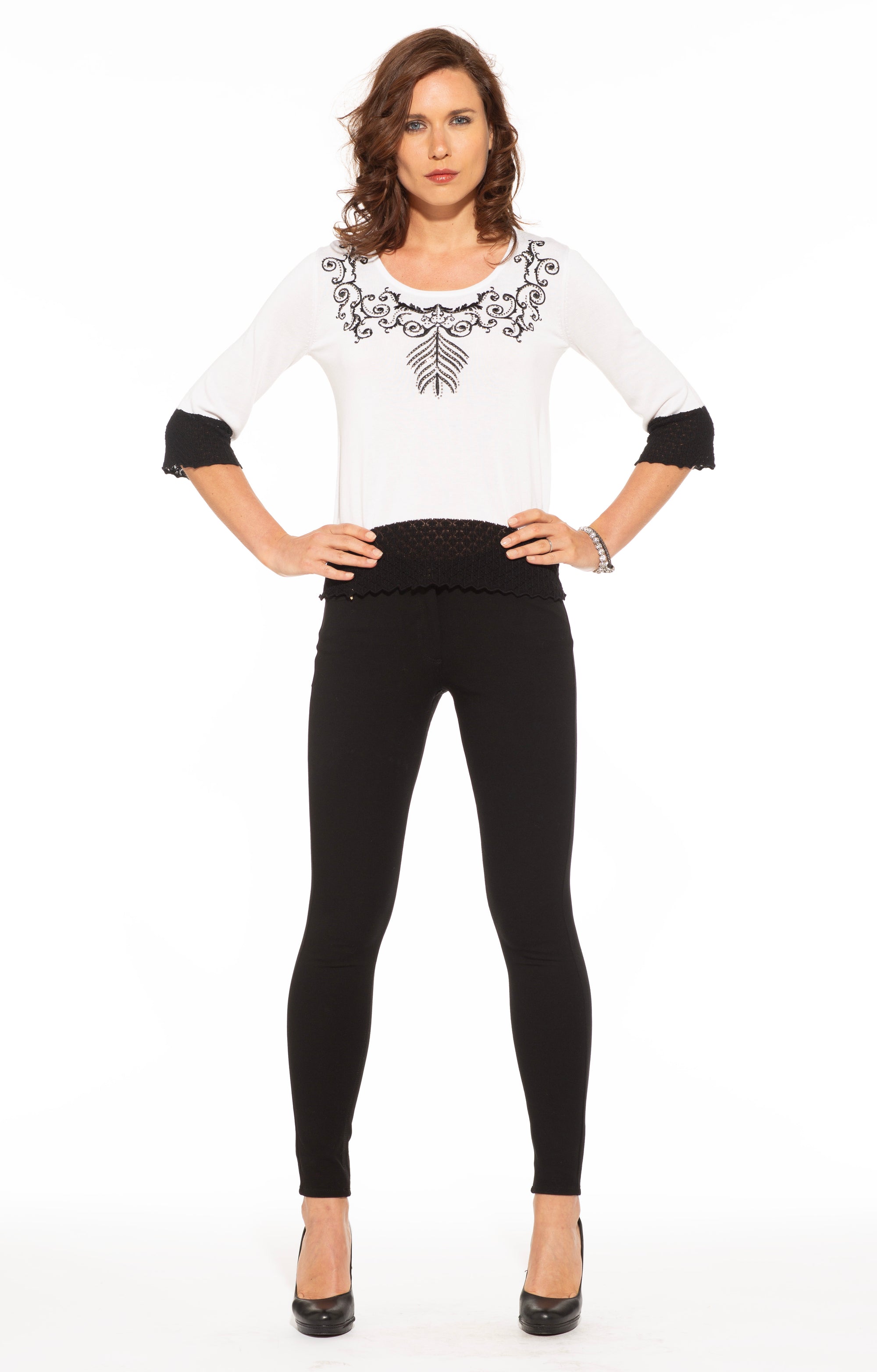 Gestricktes Shirt mit Blumendruckdetail