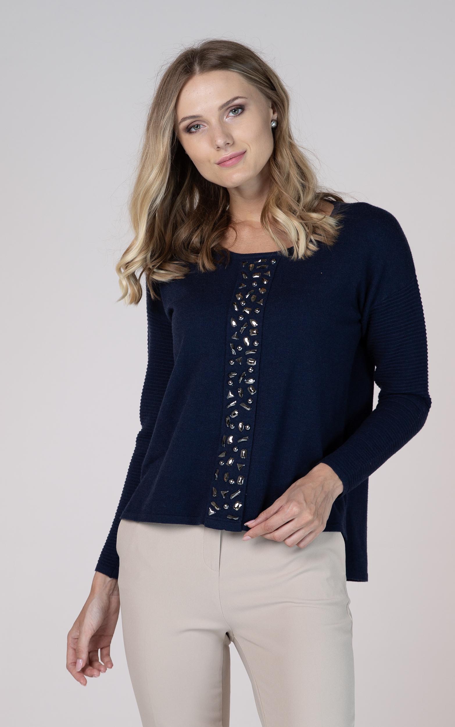 Strickpullover mit Strassdetails