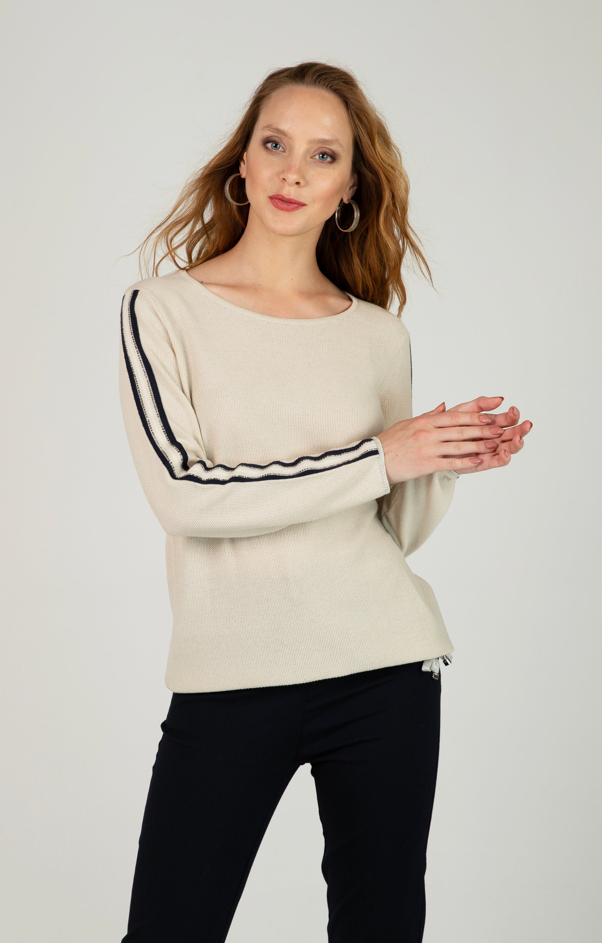 Pullover mit Glitzerstreifen