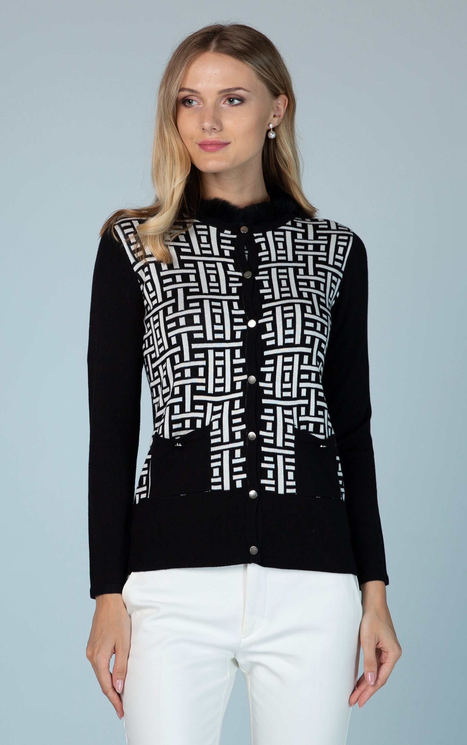Twinset mit geometrischem Muster