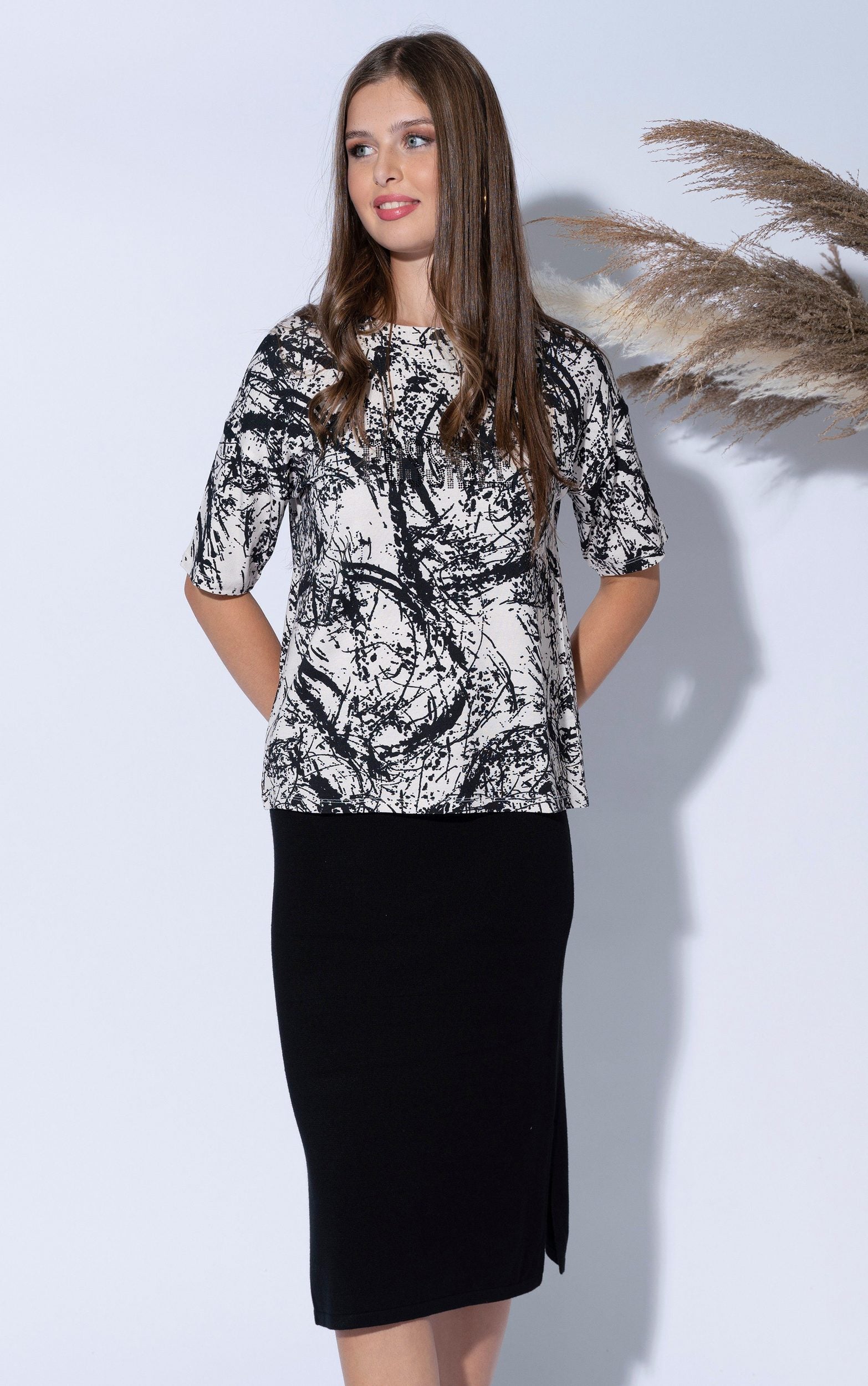 T-Shirt mit Pinselstreifen-Print
