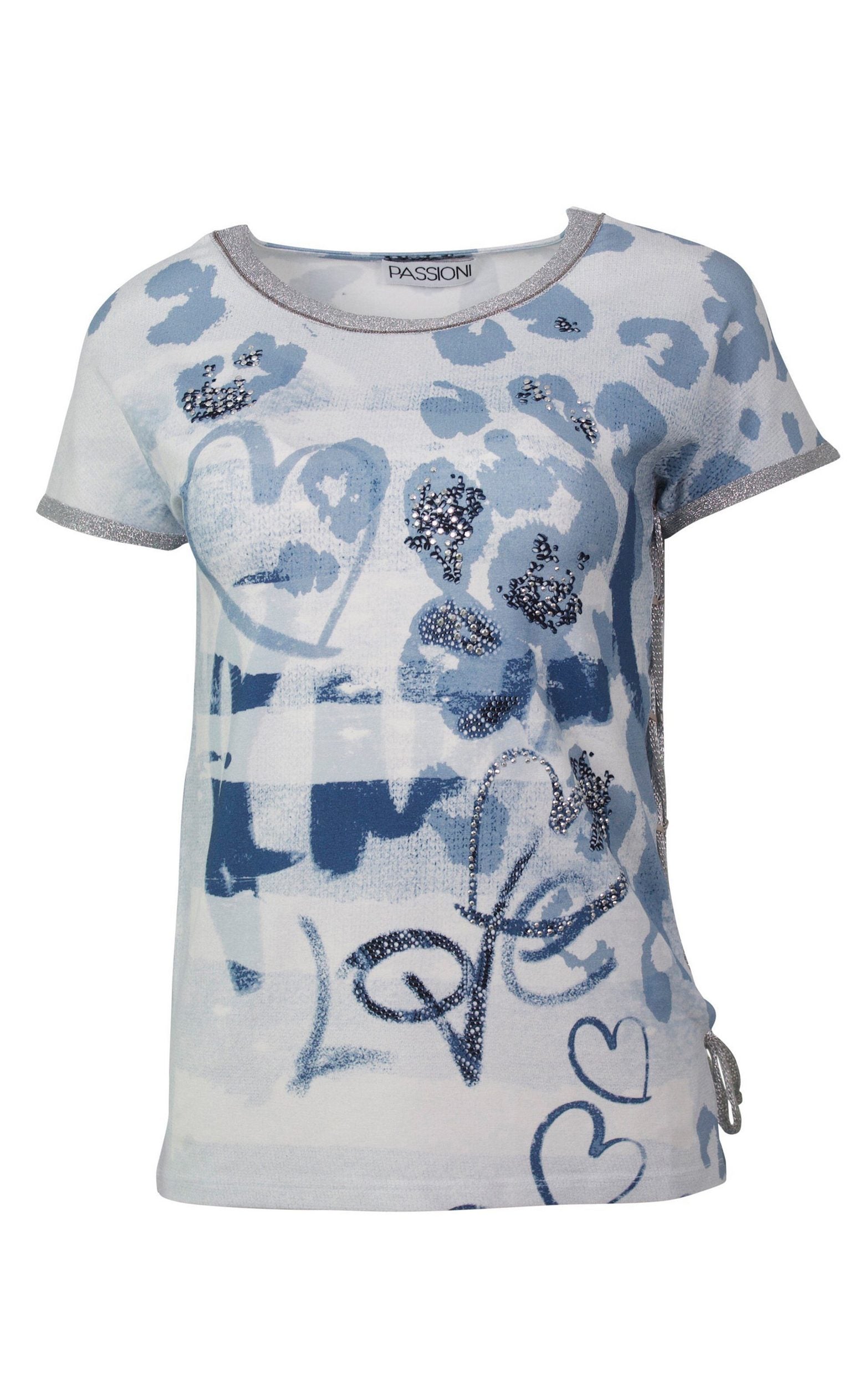 T-Shirt mit abstraktem Leo-Print und raffinierten Details