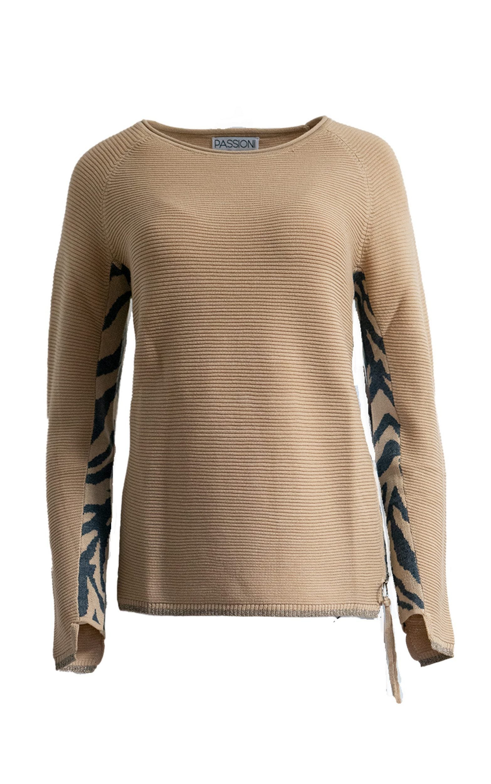 Strickpullover mit Rippenmuster und Reißverschlussdetail