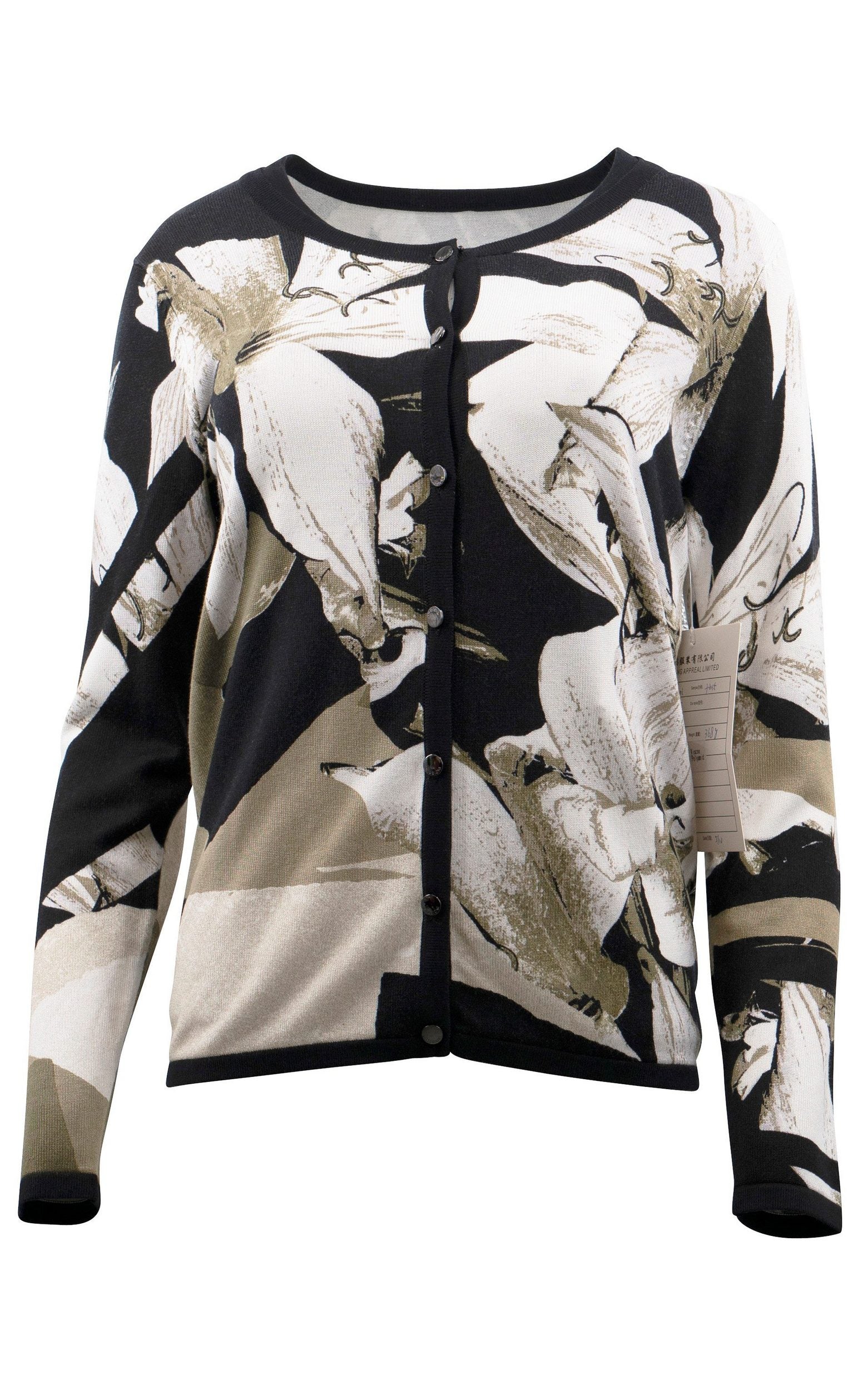 Twinset mit großem Blumenmuster in Khaki und Schwarz