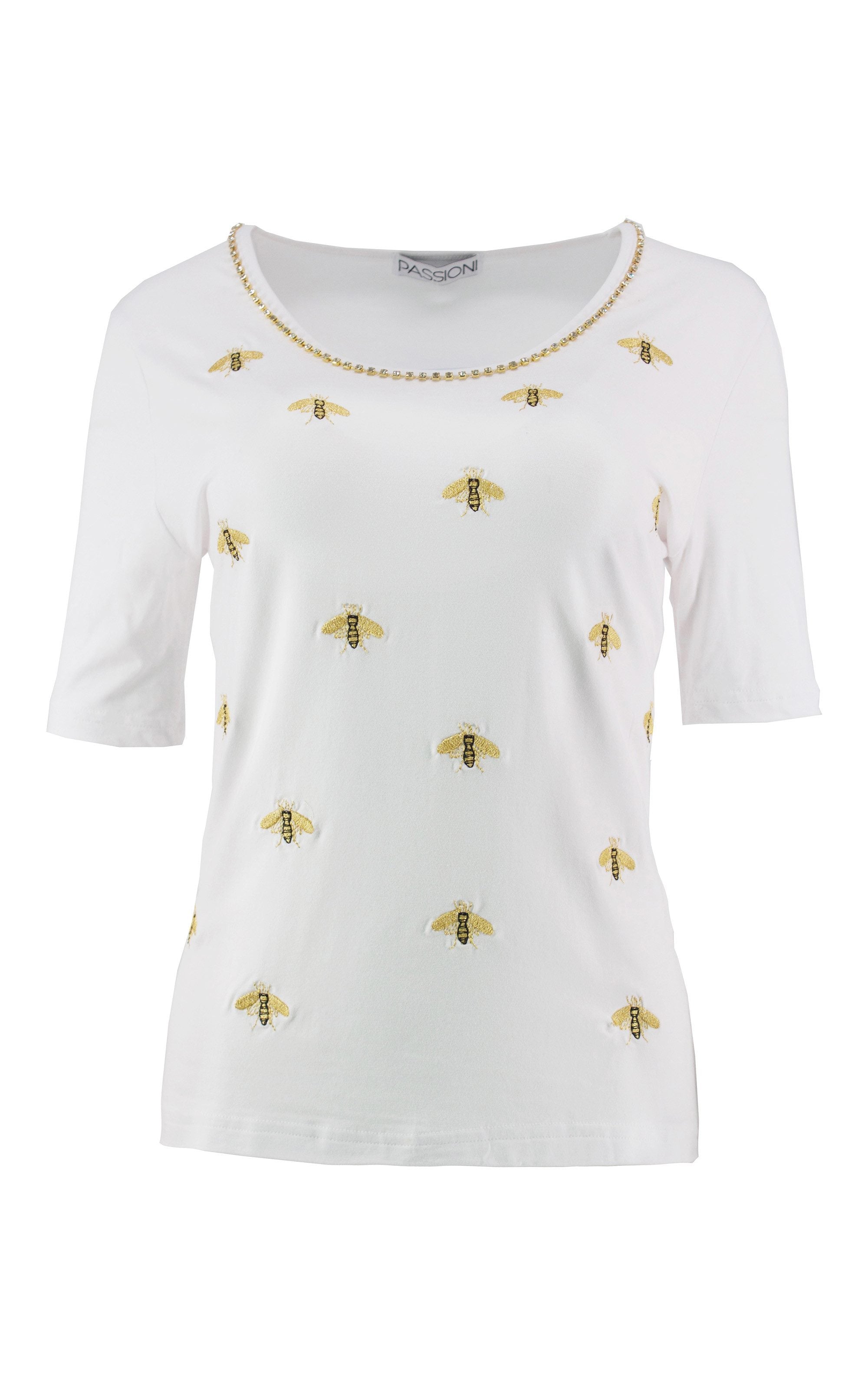 T-Shirt mit Bienenstickerei