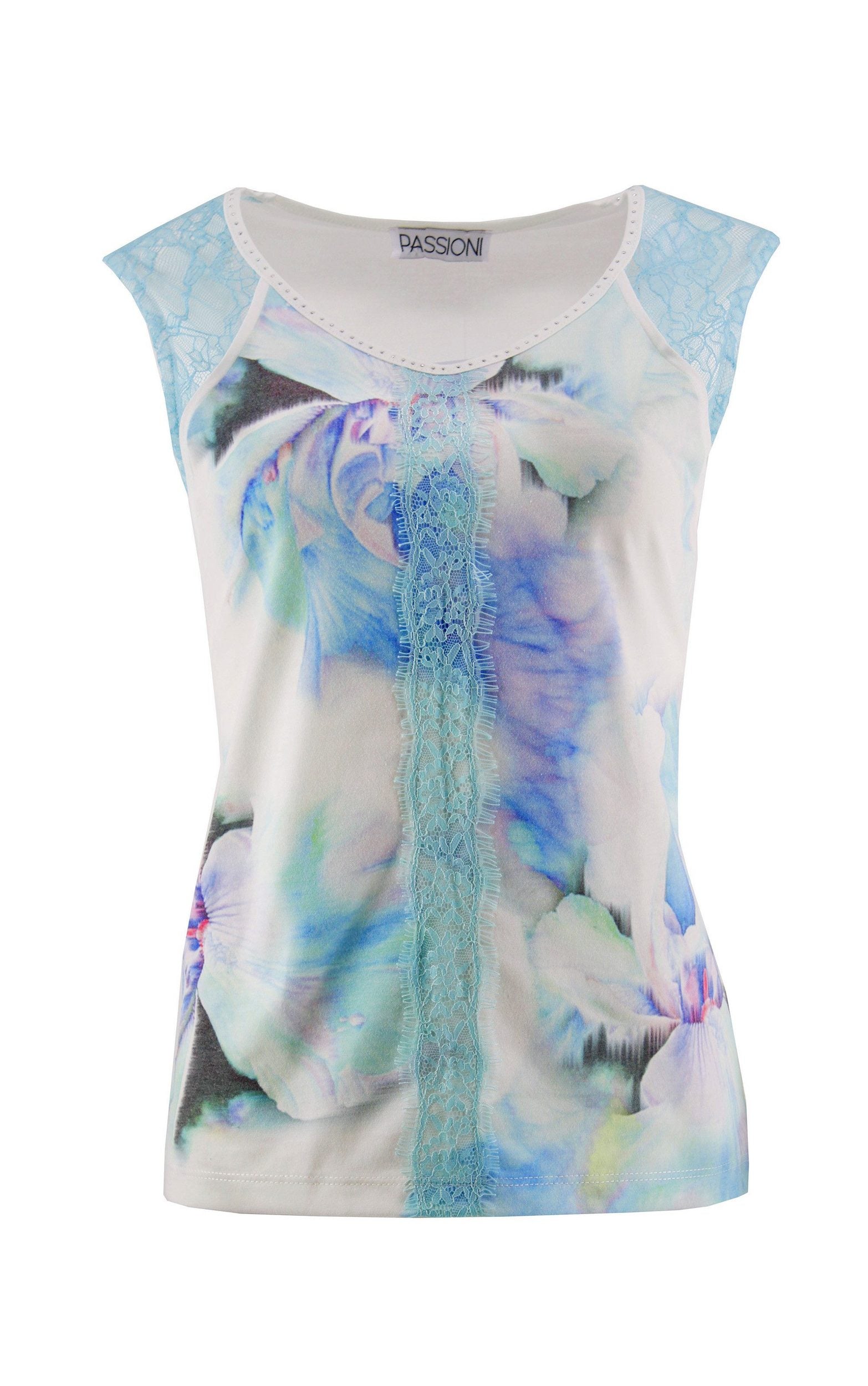 Top mit Spitzen- und Strassdetails