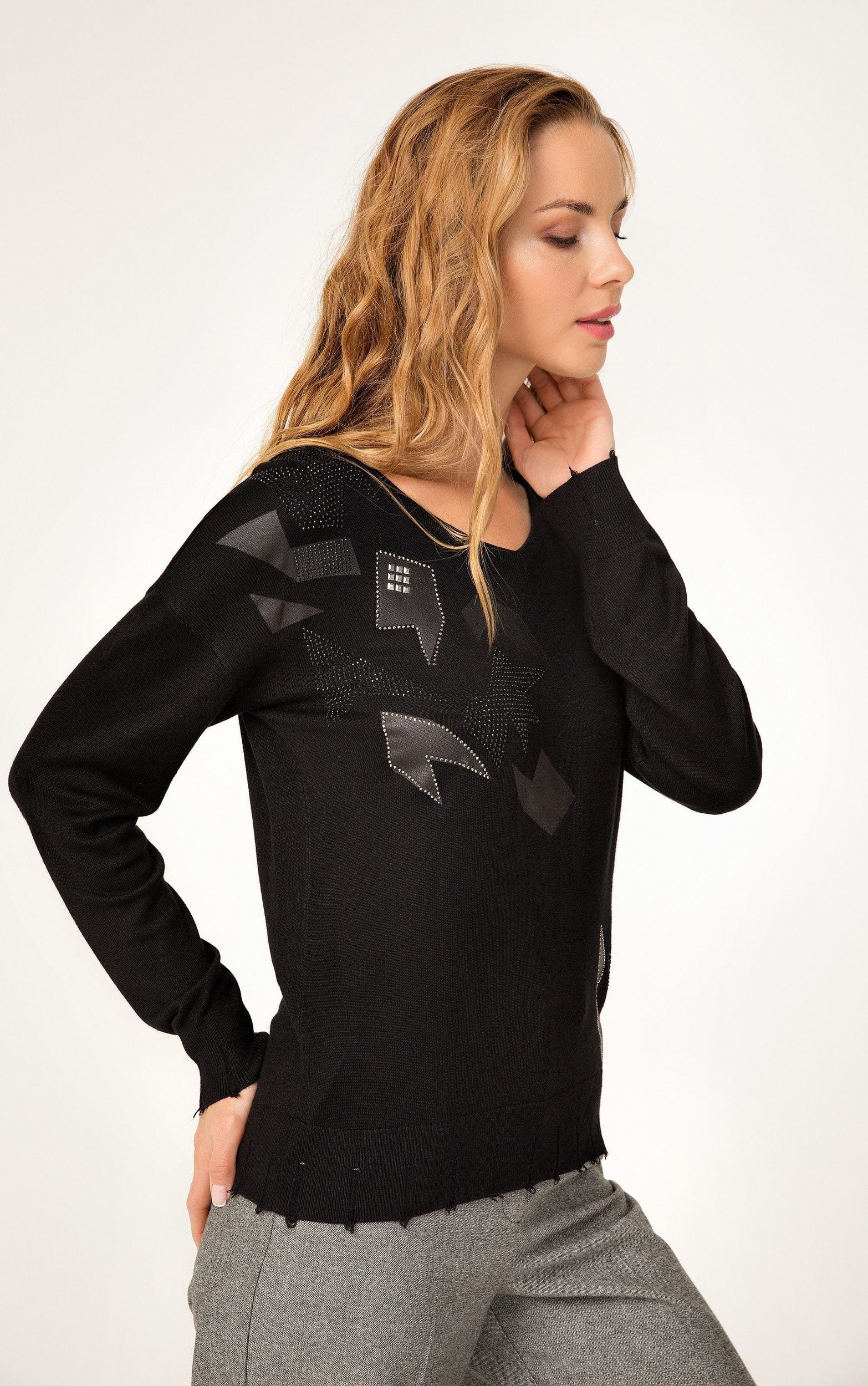 Strickpullover mit Strassdetails
