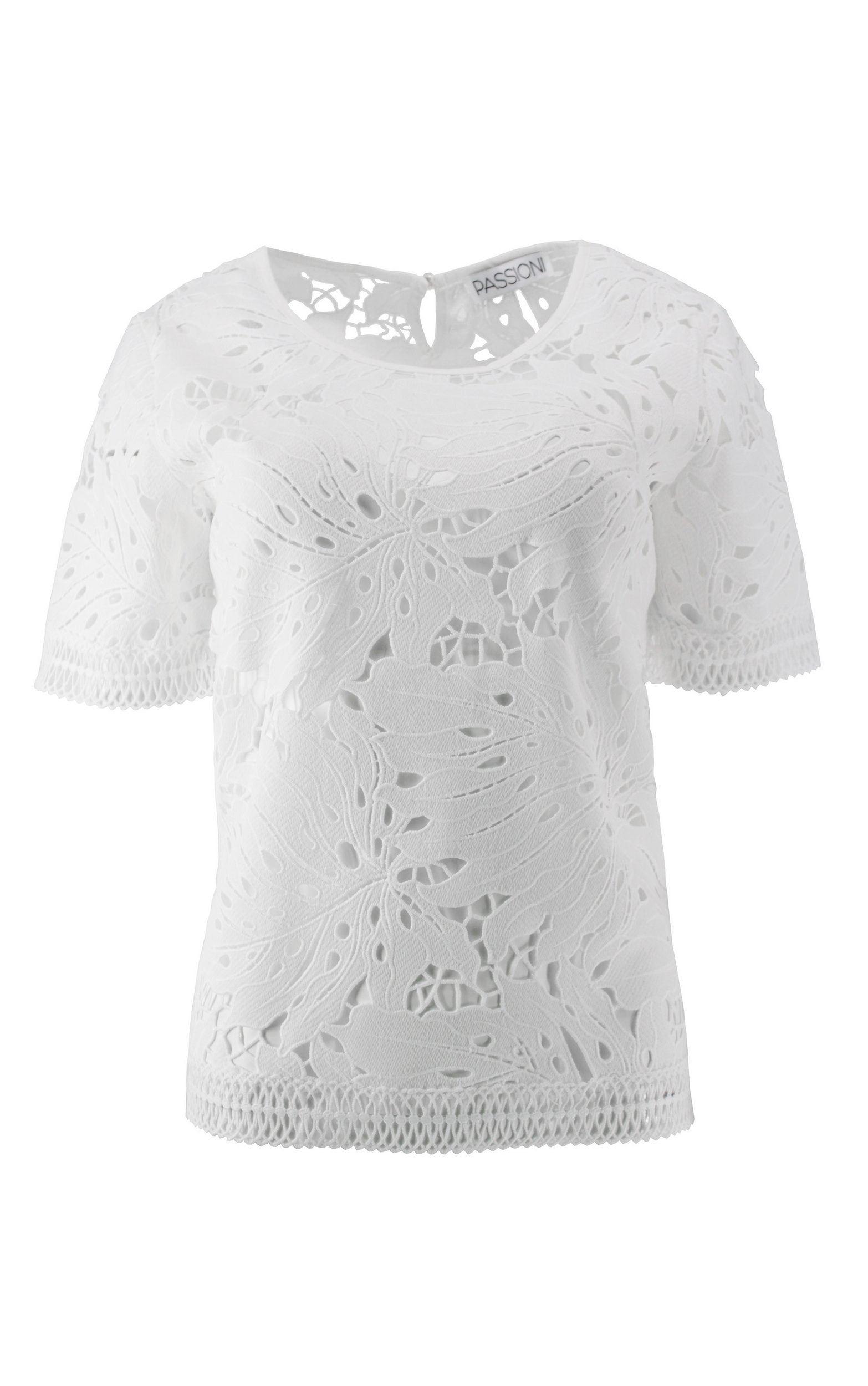 T-Shirt aus Spitze mit Blattmuster