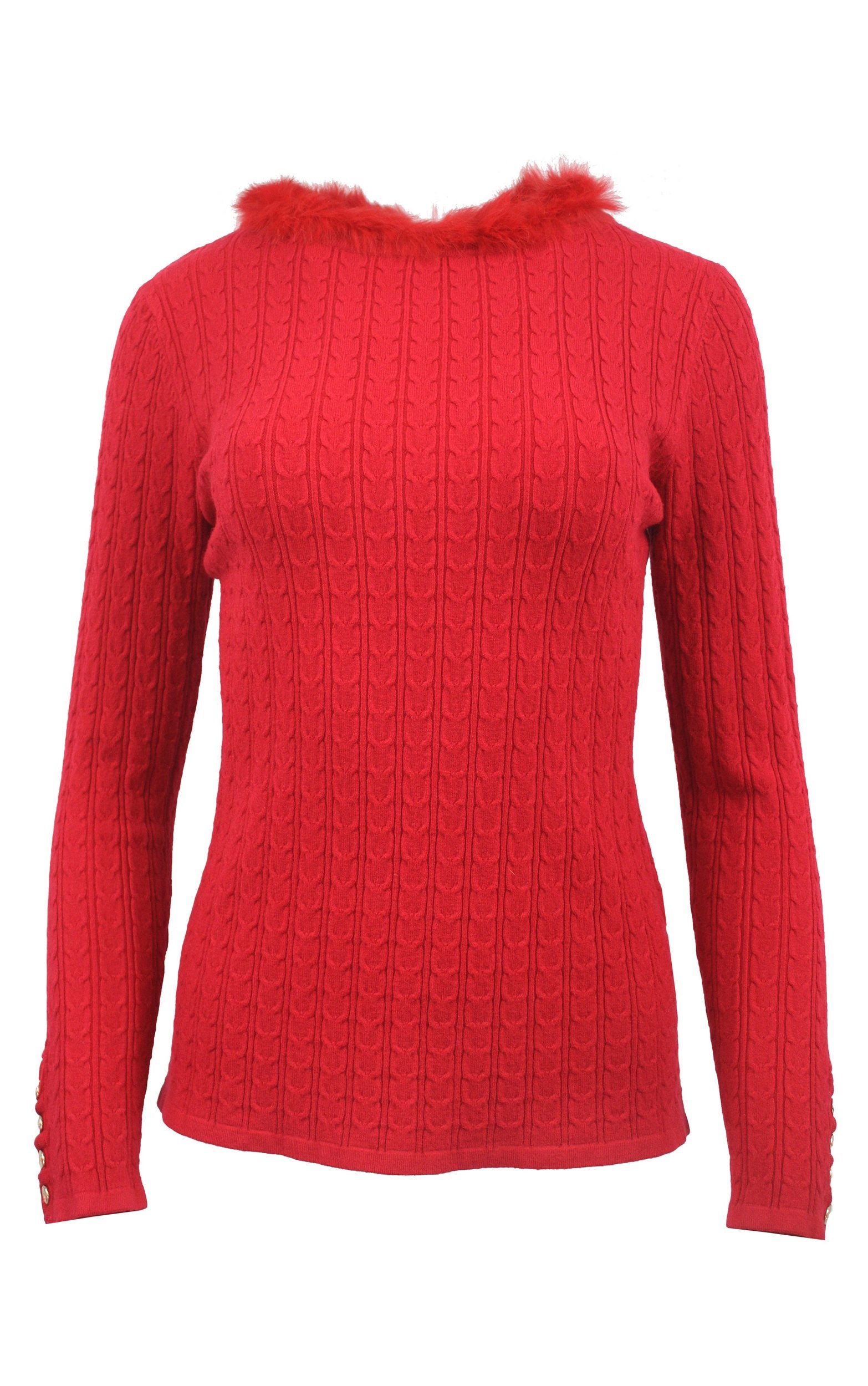 Zopfstrick Pullover mit abnehmbarem Kragen